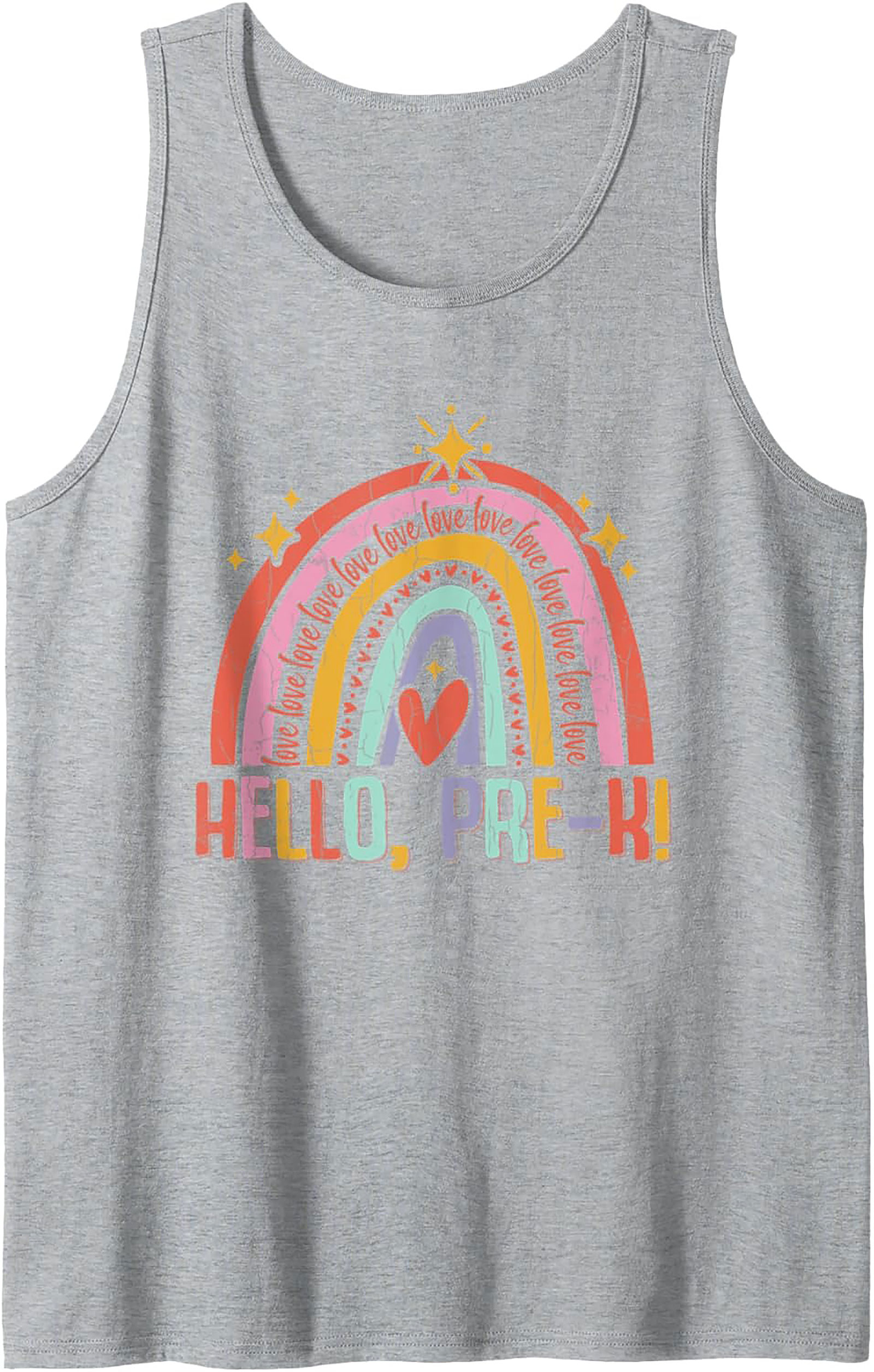Hello Pre-K Teacher Tank Top Retro Sleeveless Shirt Gift