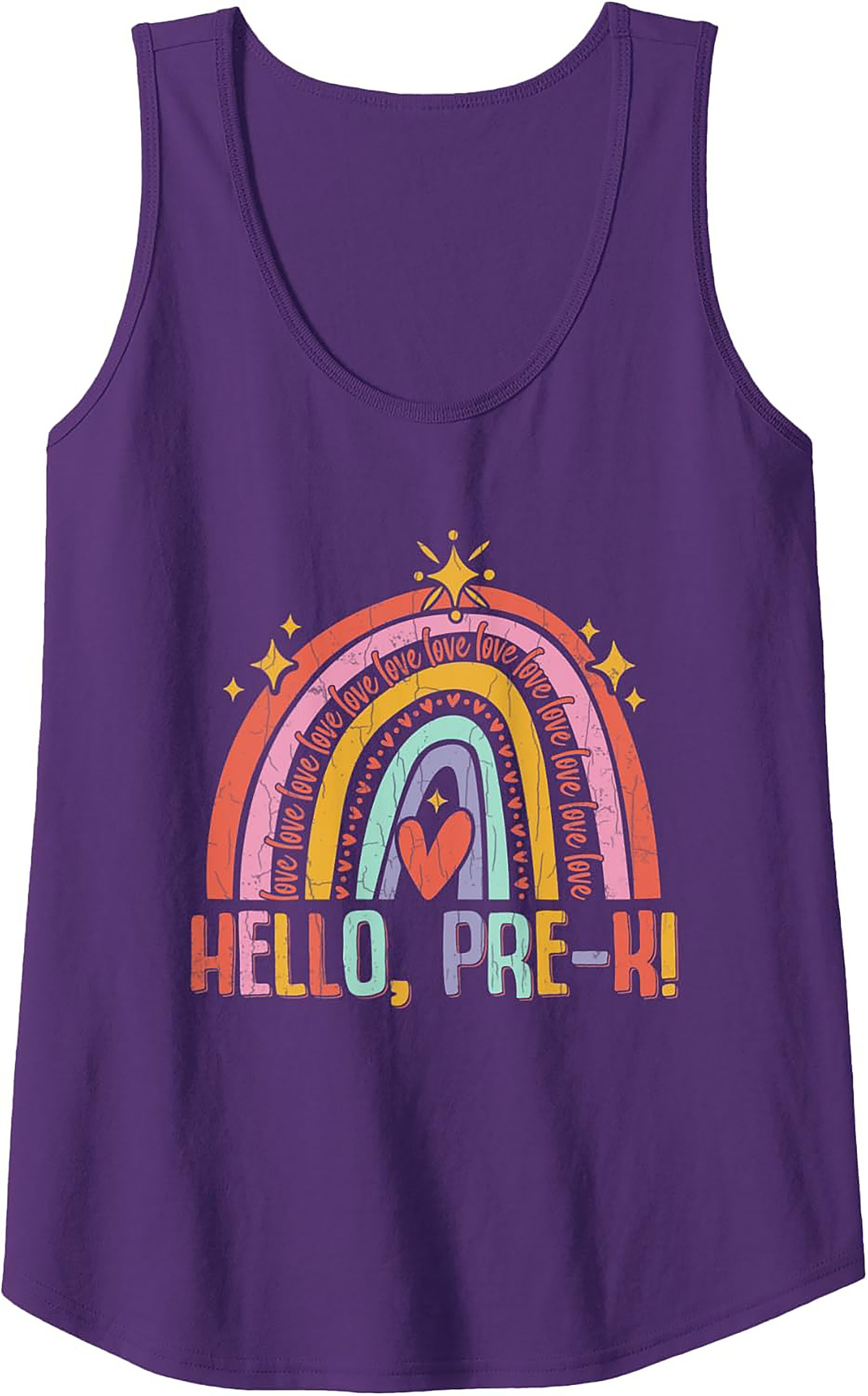 Hello Pre-K Teacher Tank Top Retro Sleeveless Shirt Gift