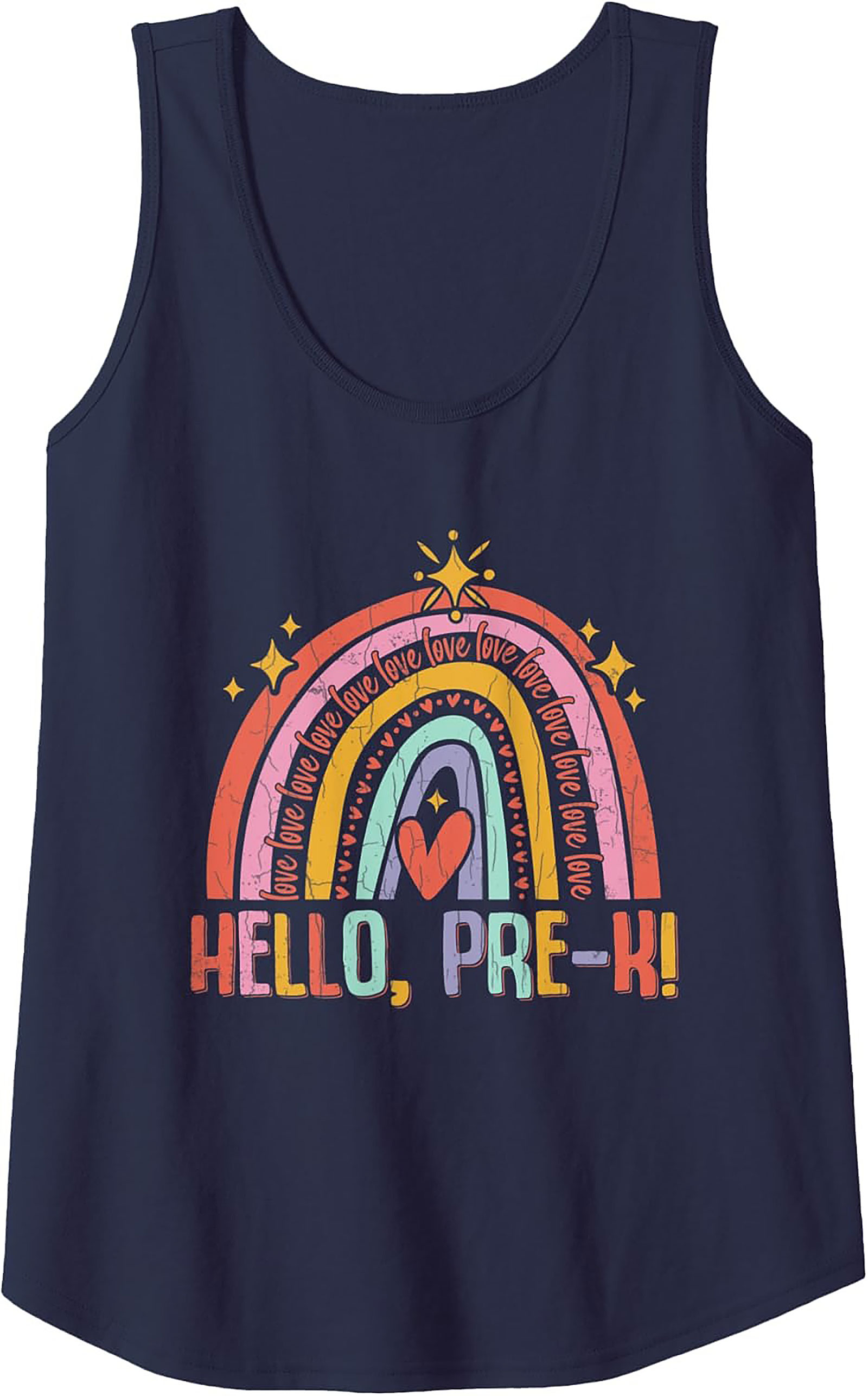Hello Pre-K Teacher Tank Top Retro Sleeveless Shirt Gift