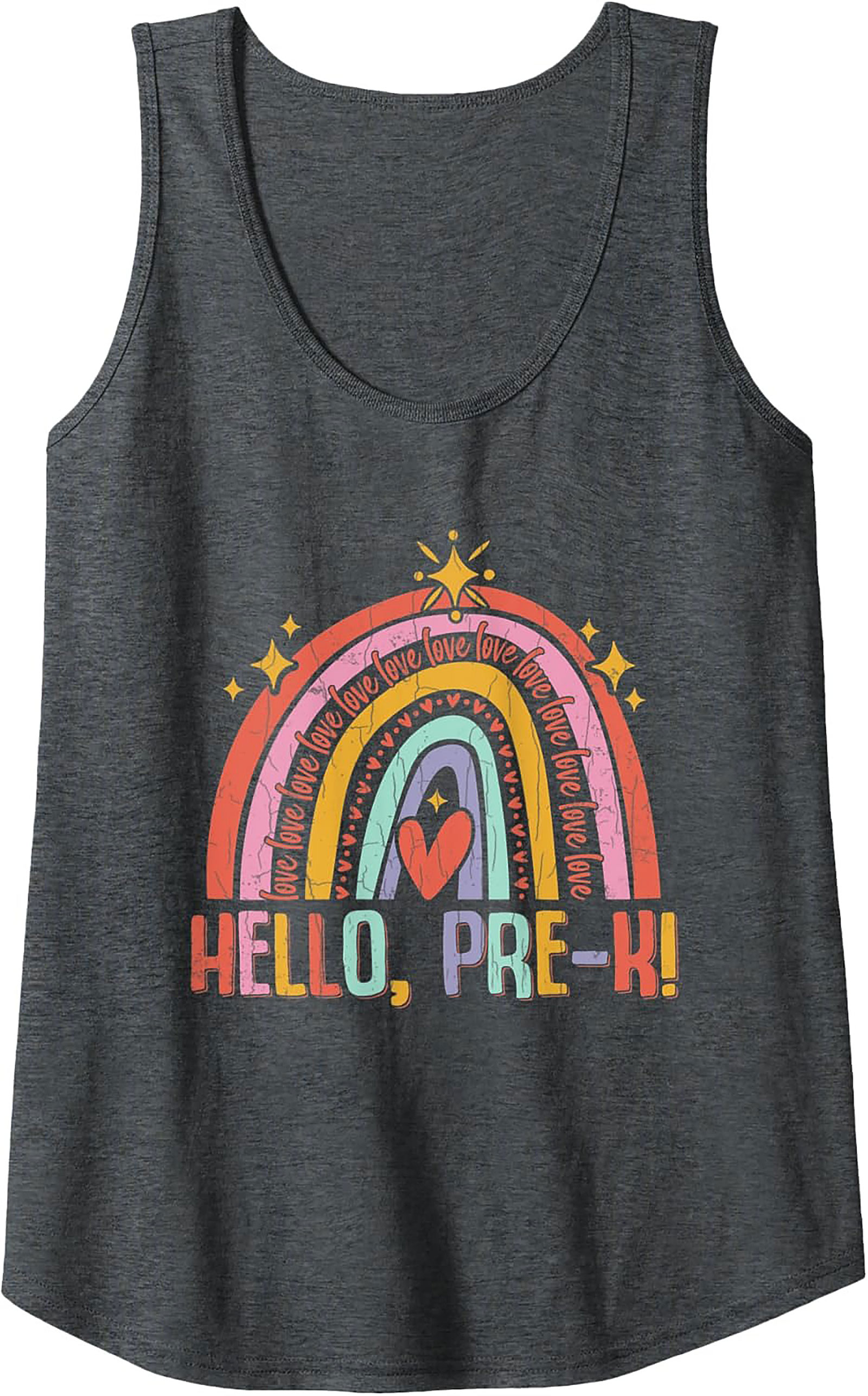 Hello Pre-K Teacher Tank Top Retro Sleeveless Shirt Gift