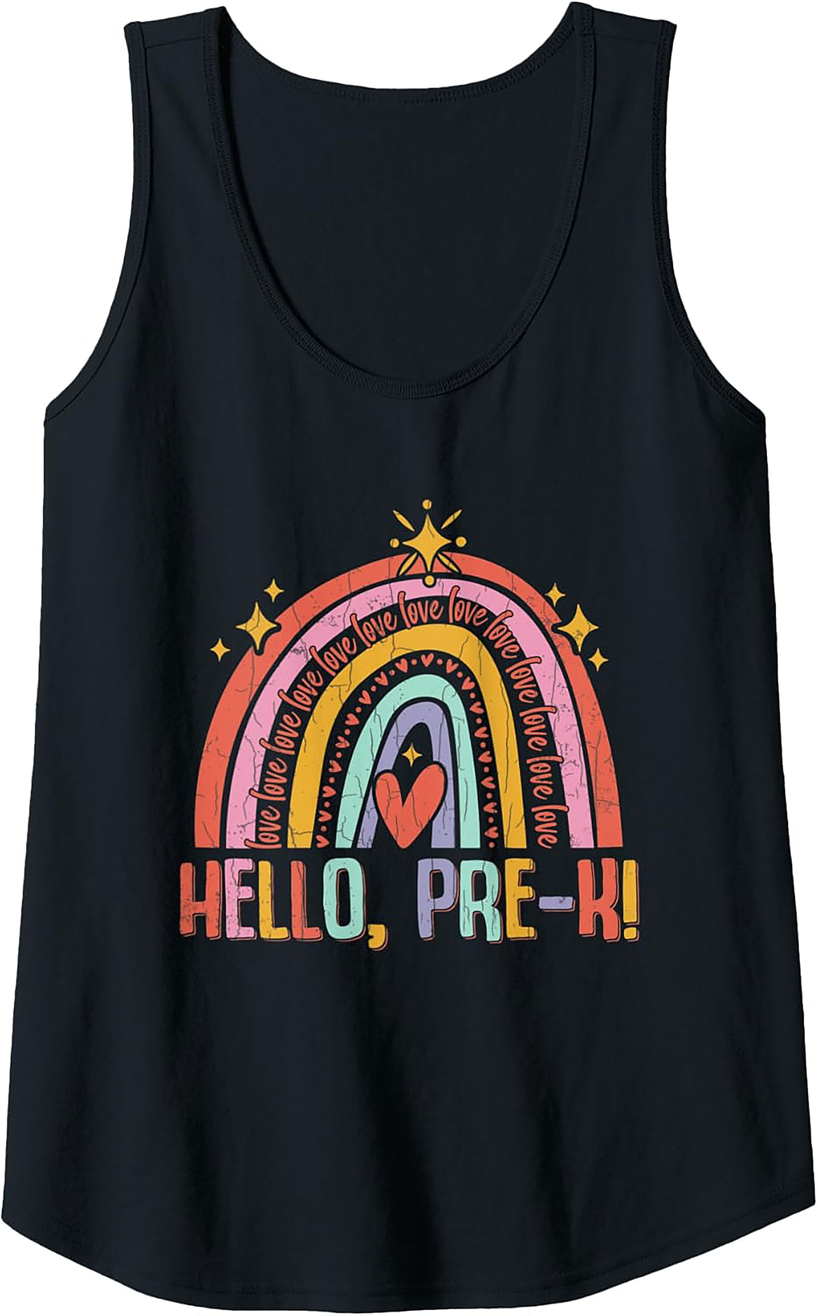 Hello Pre-K Teacher Tank Top Retro Sleeveless Shirt Gift