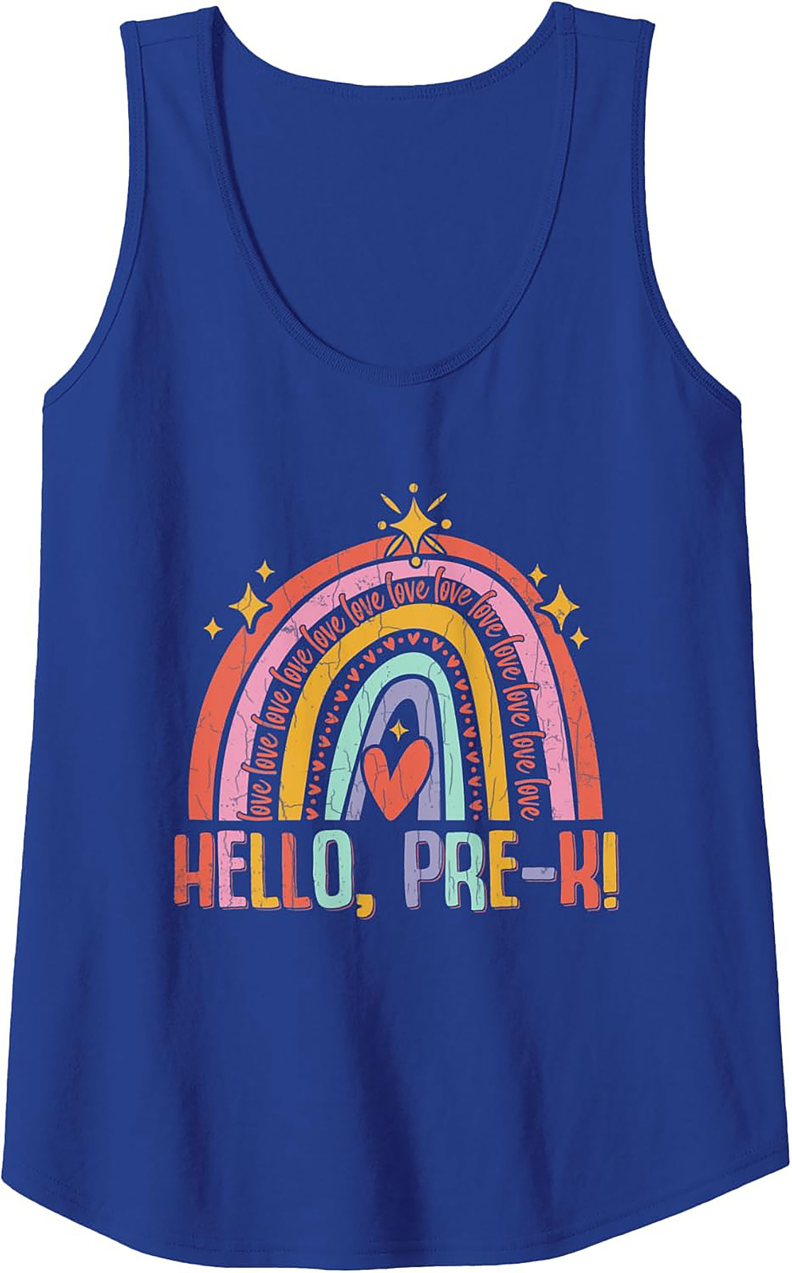 Hello Pre-K Teacher Tank Top Retro Sleeveless Shirt Gift