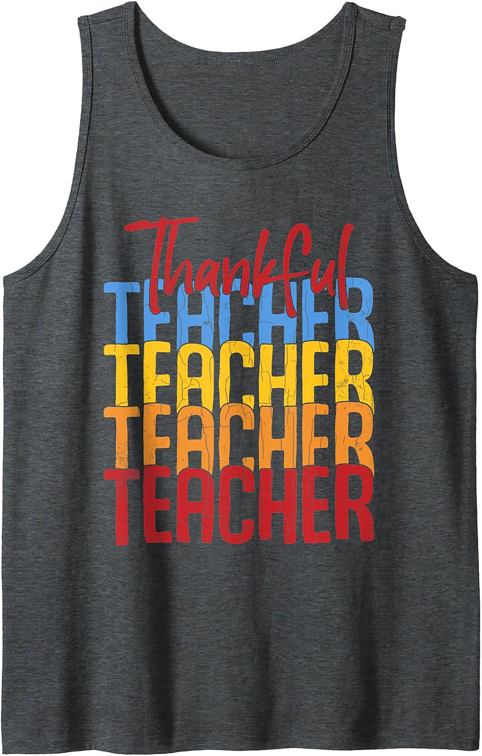 Thankful Teacher Retro Graphic Tank Top Sleeveless Shirt