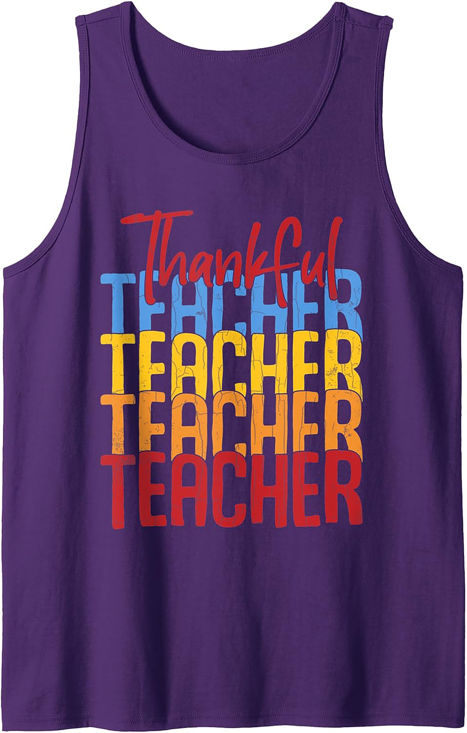 Thankful Teacher Retro Graphic Tank Top Sleeveless Shirt