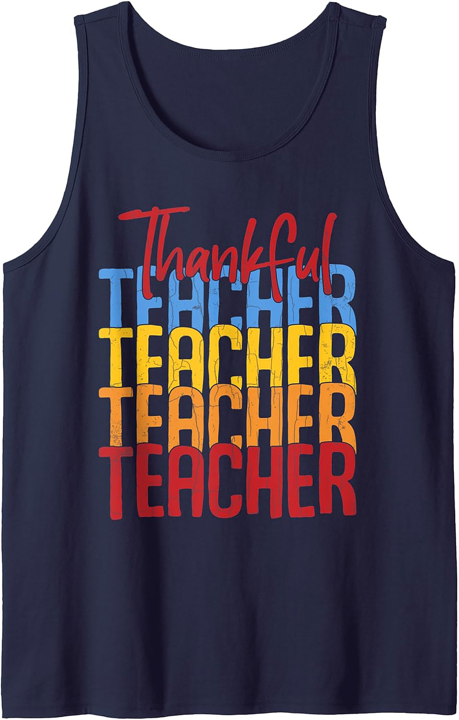 Thankful Teacher Retro Graphic Tank Top Sleeveless Shirt