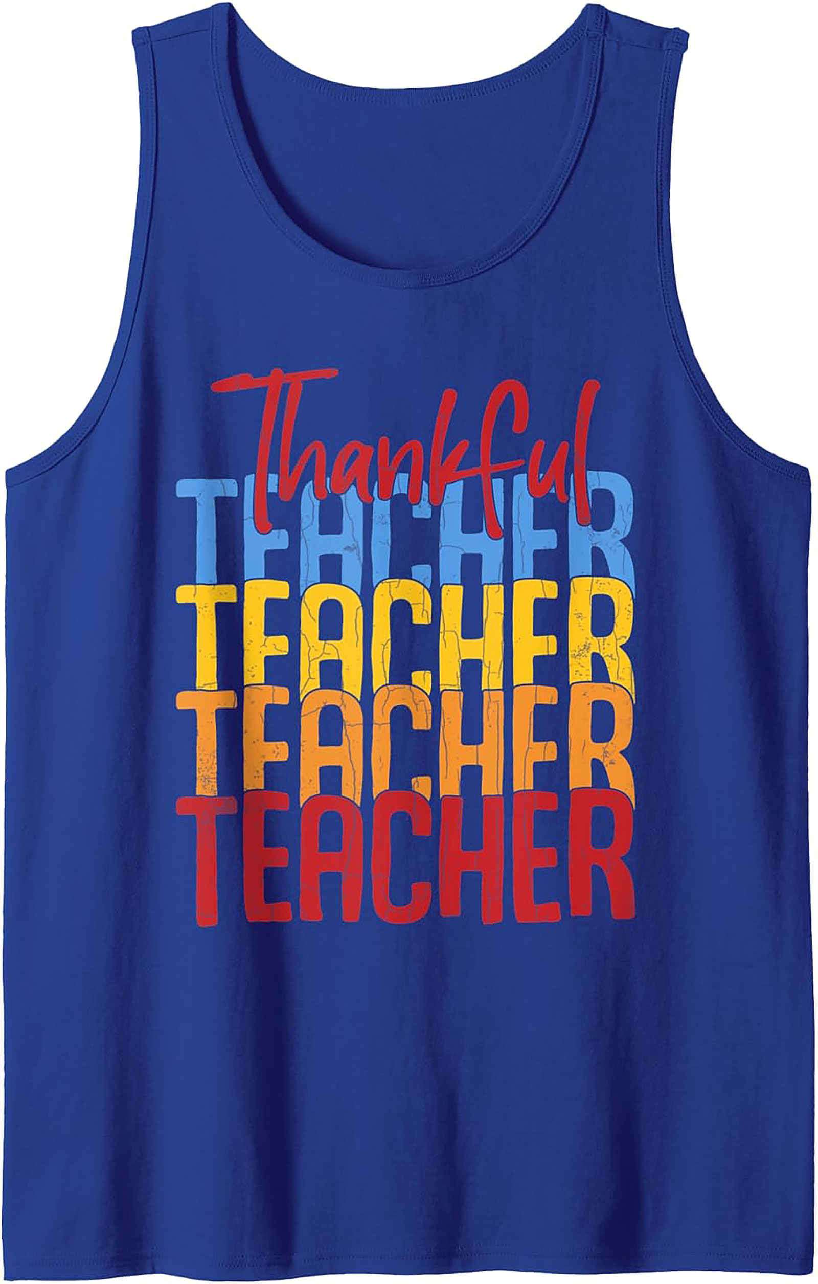 Thankful Teacher Retro Graphic Tank Top Sleeveless Shirt