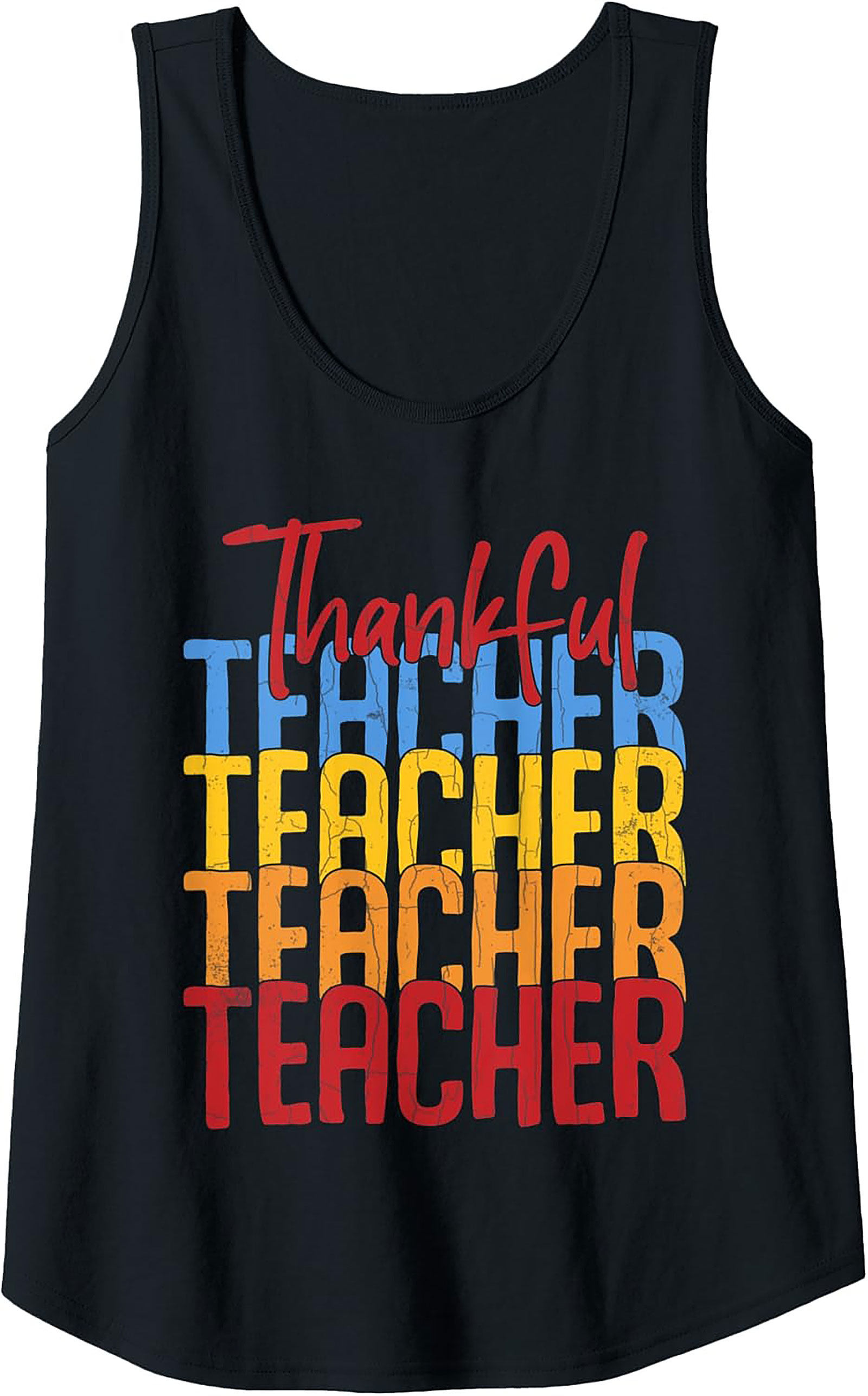 Thankful Teacher Retro Graphic Tank Top Sleeveless Shirt