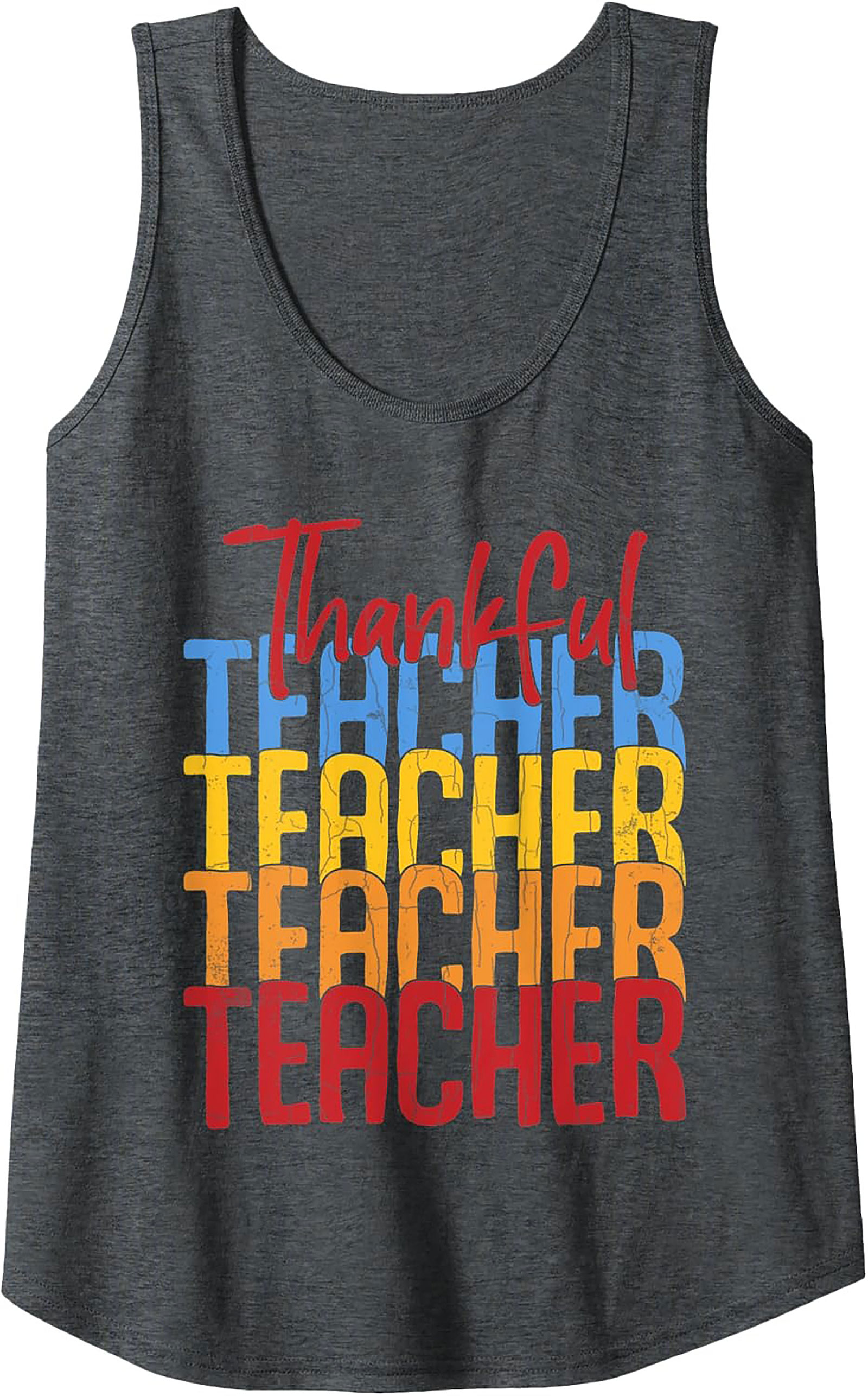 Thankful Teacher Retro Graphic Tank Top Sleeveless Shirt