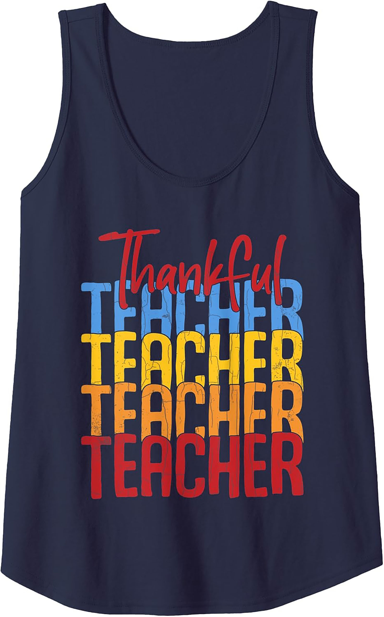 Thankful Teacher Retro Graphic Tank Top Sleeveless Shirt