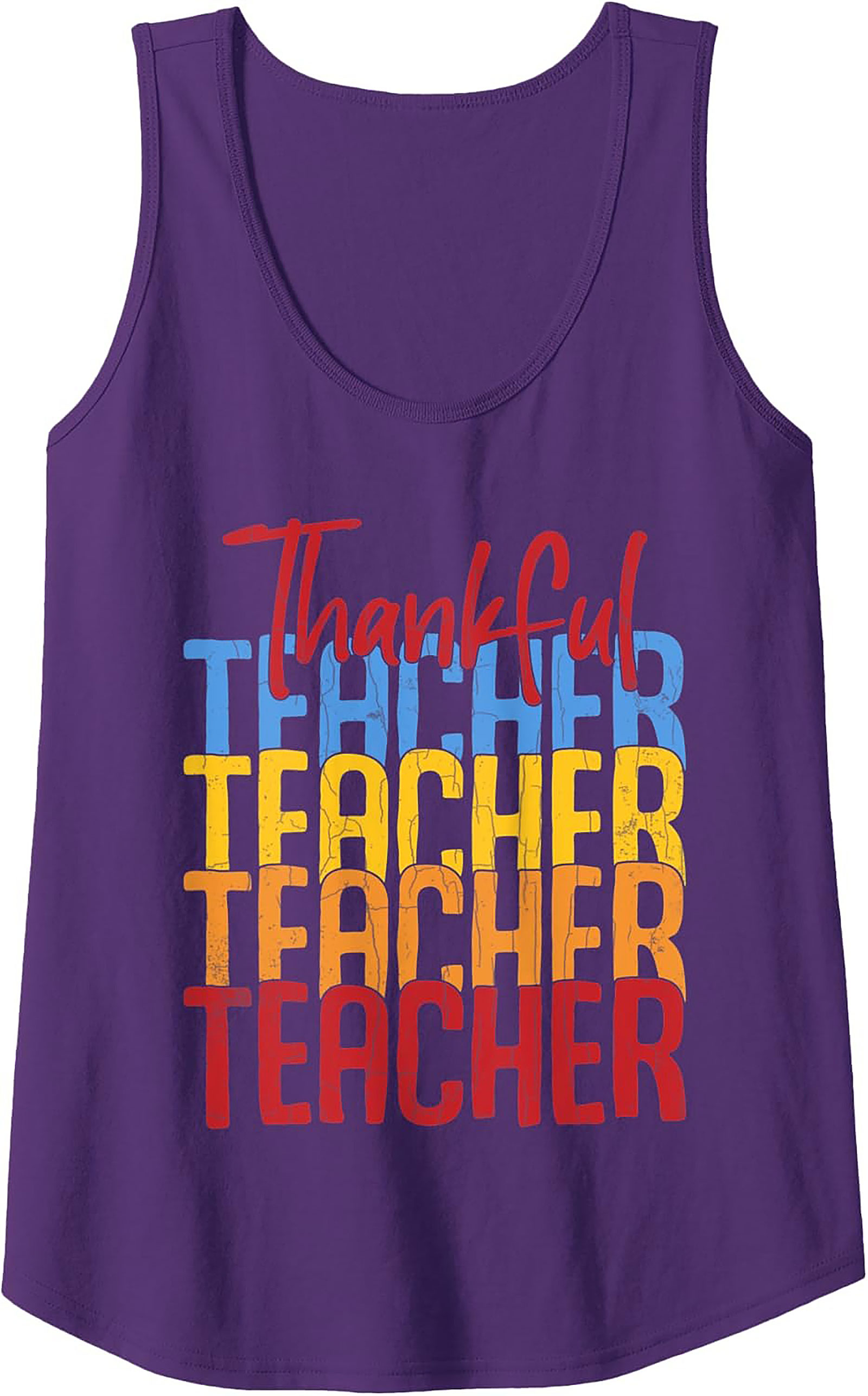 Thankful Teacher Retro Graphic Tank Top Sleeveless Shirt