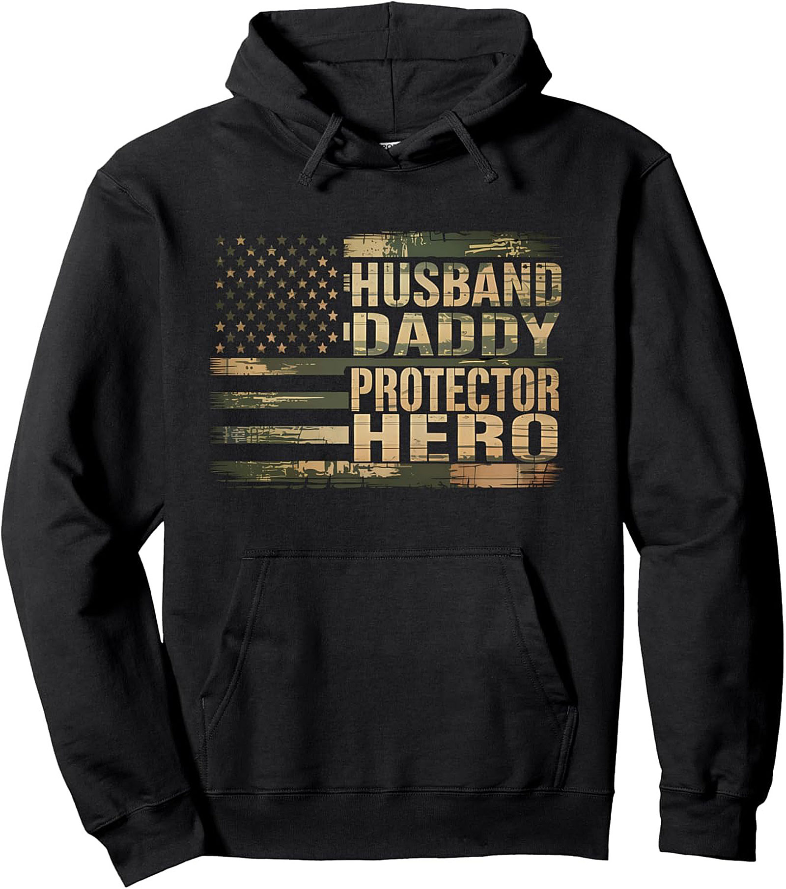 Patriotic Dad Graphic Hoodie Hero Husband Camo Pullover