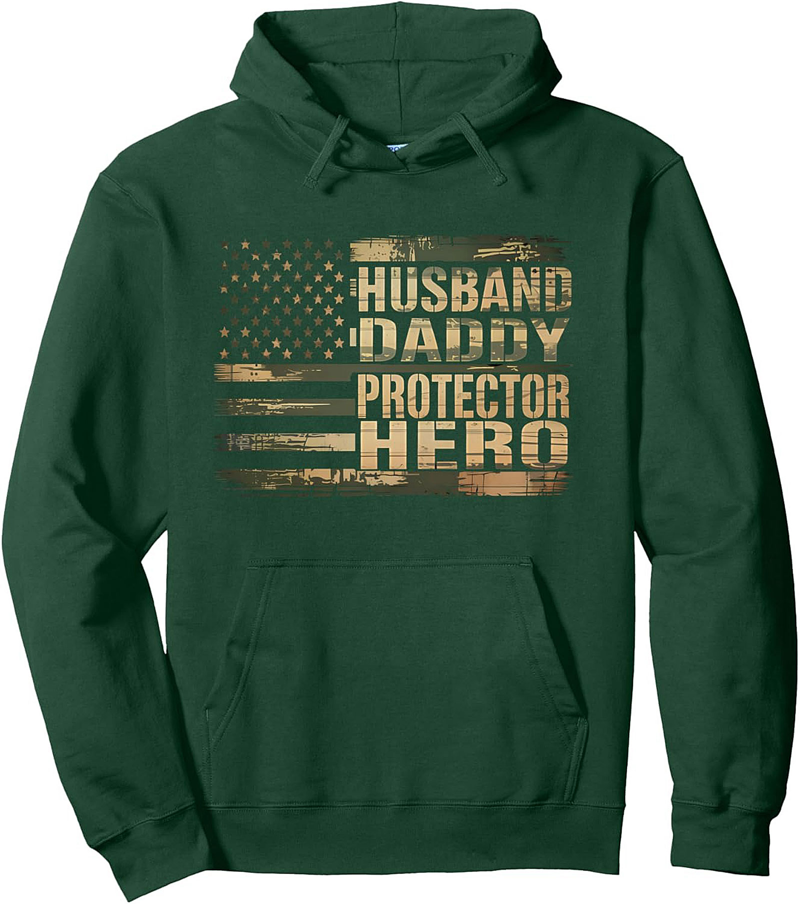 Patriotic Dad Graphic Hoodie Hero Husband Camo Pullover