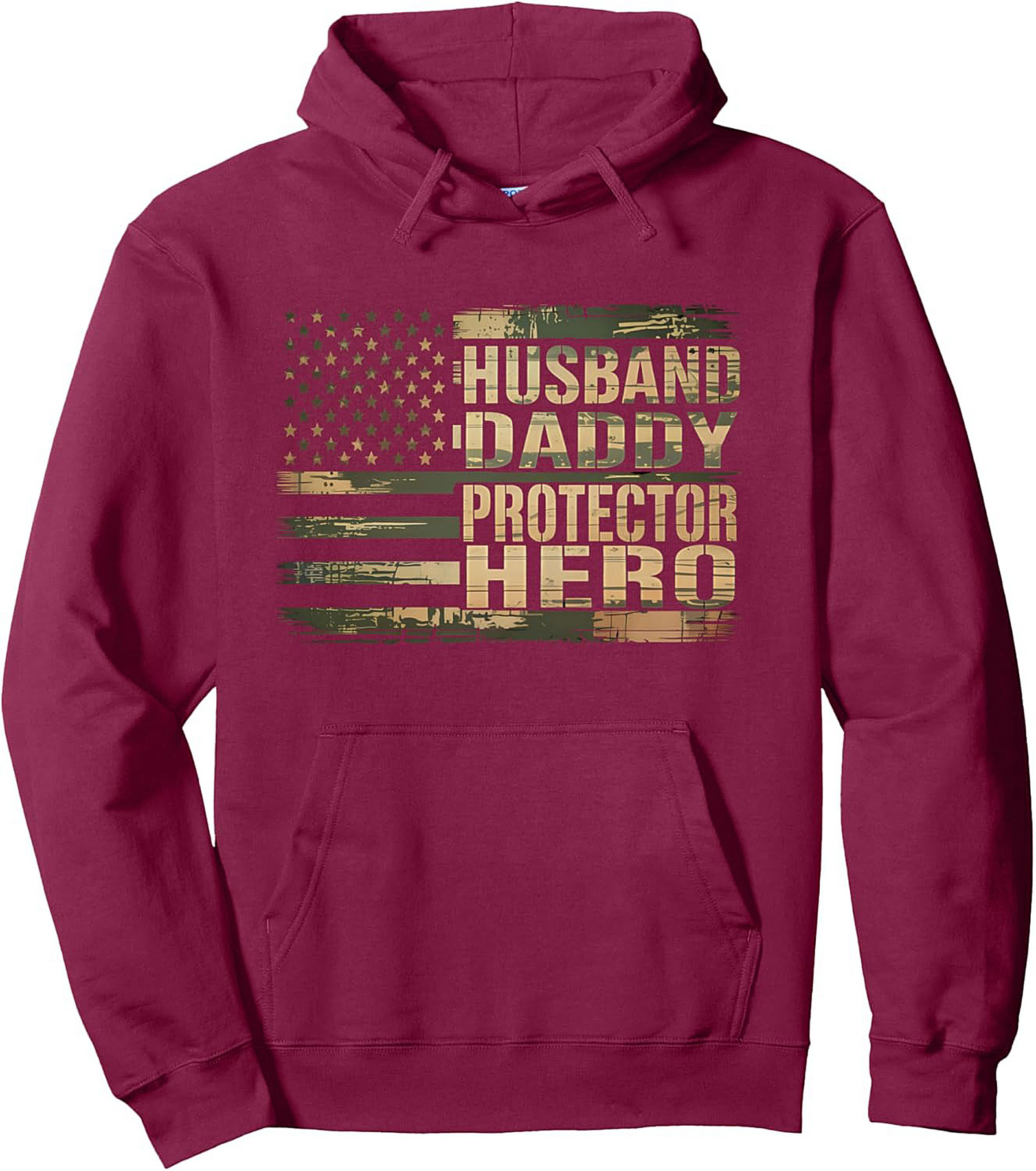 Patriotic Dad Graphic Hoodie Hero Husband Camo Pullover