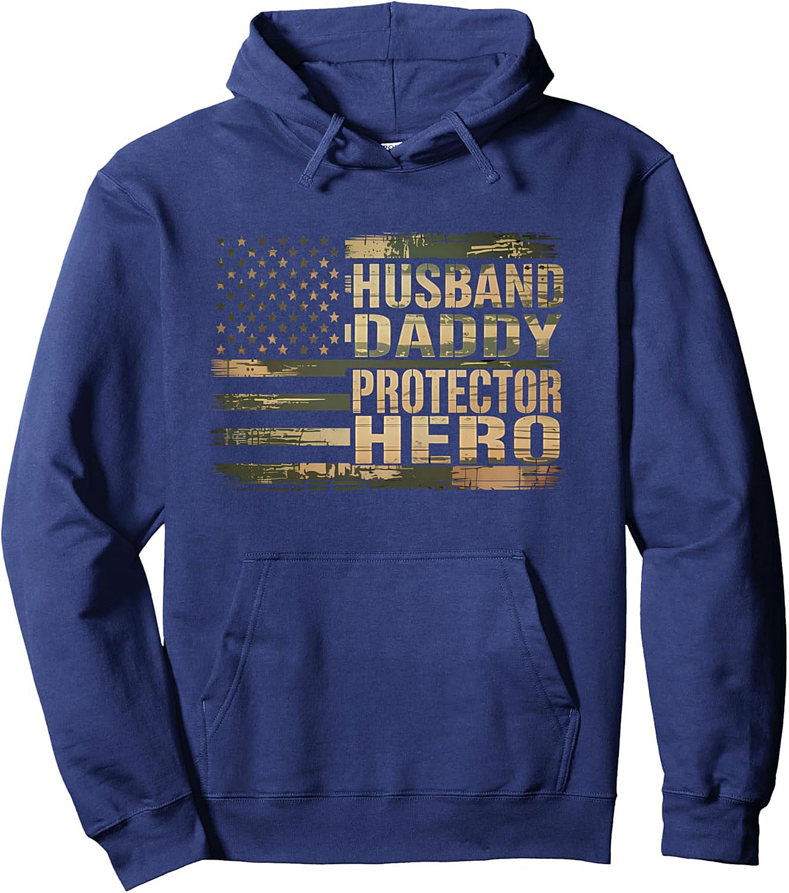 Patriotic Dad Graphic Hoodie Hero Husband Camo Pullover