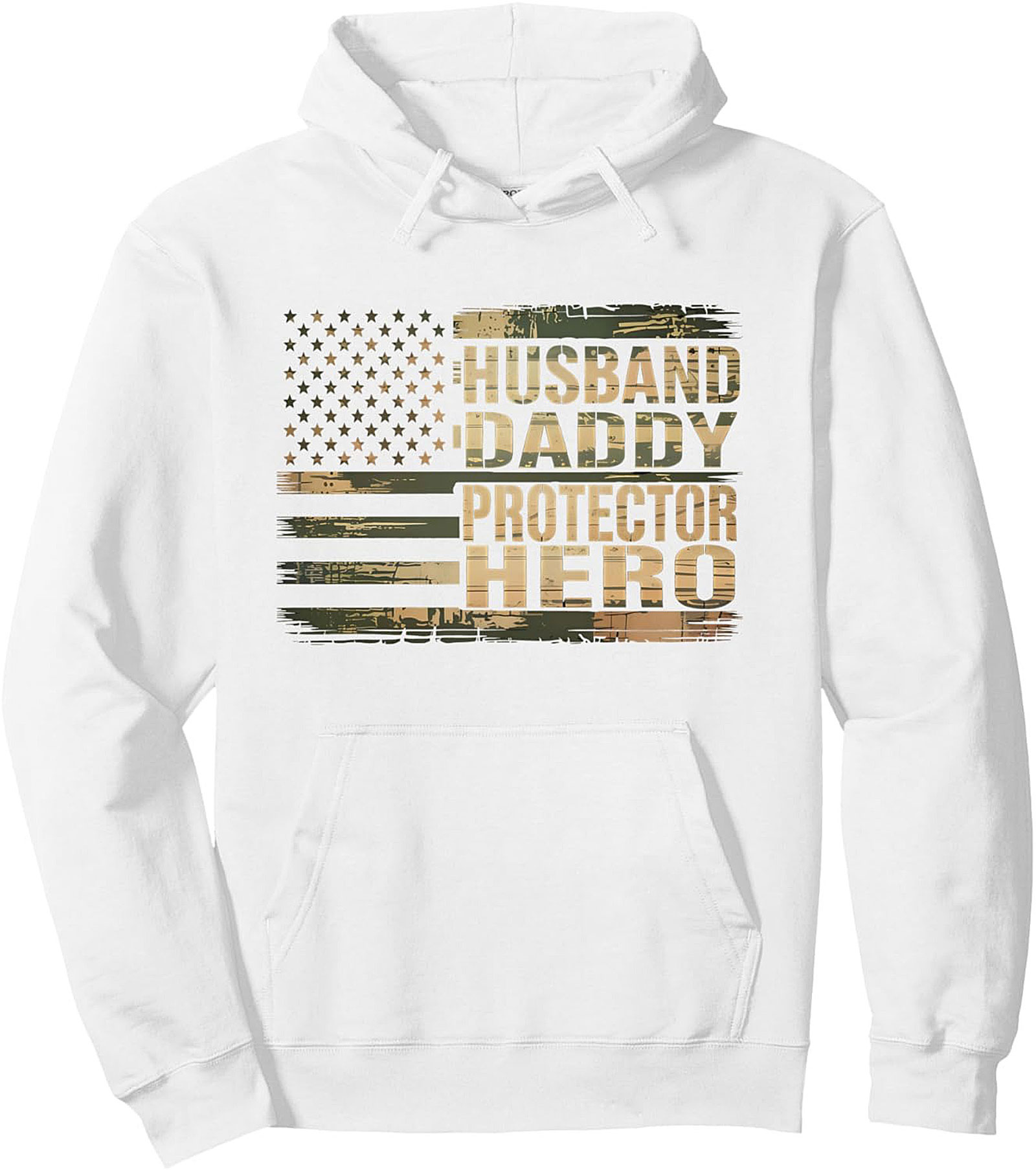Patriotic Dad Graphic Hoodie Hero Husband Camo Pullover