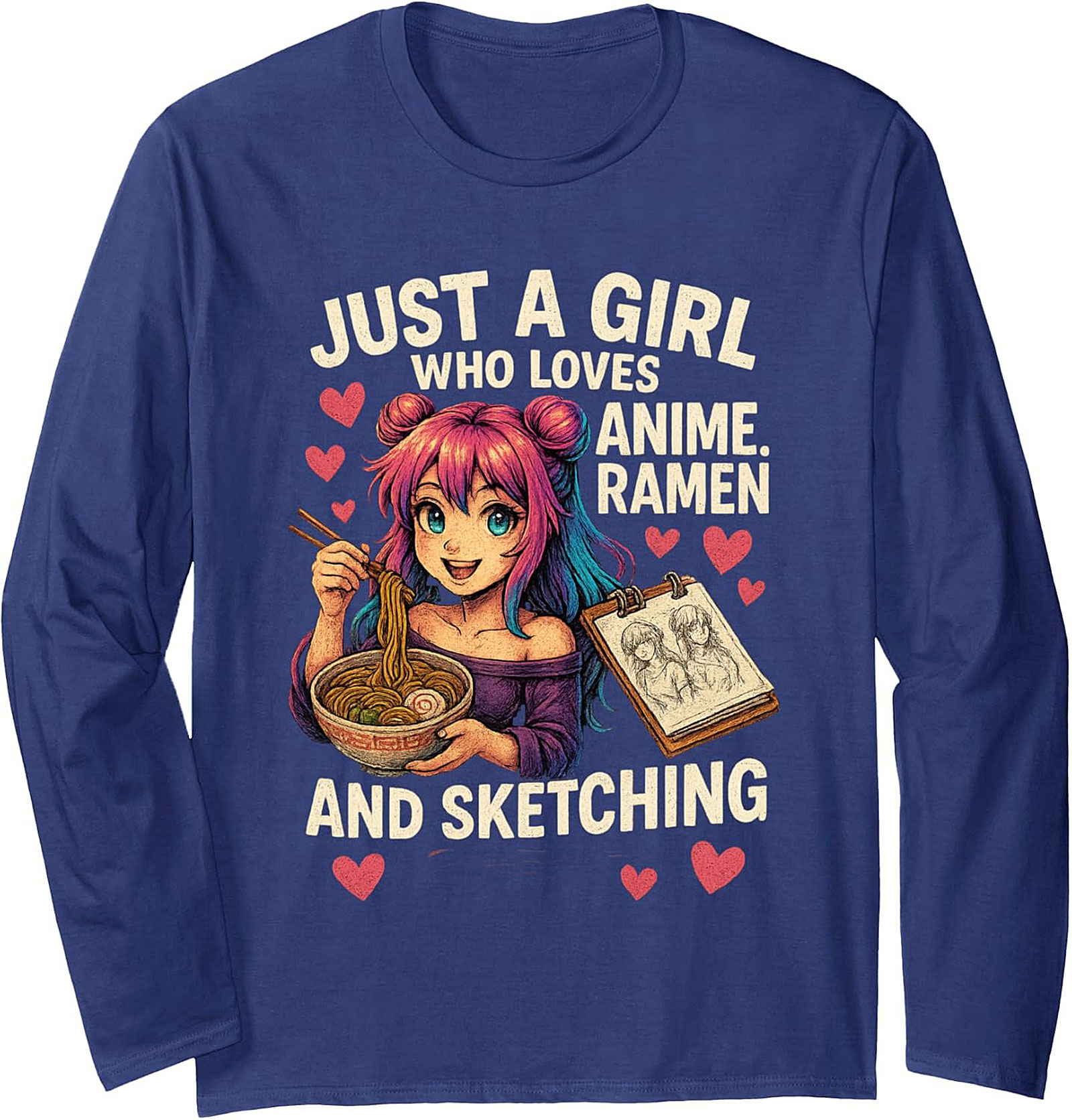 Anime Girl Graphic Sweatshirt | Ramen & Sketching Pullover