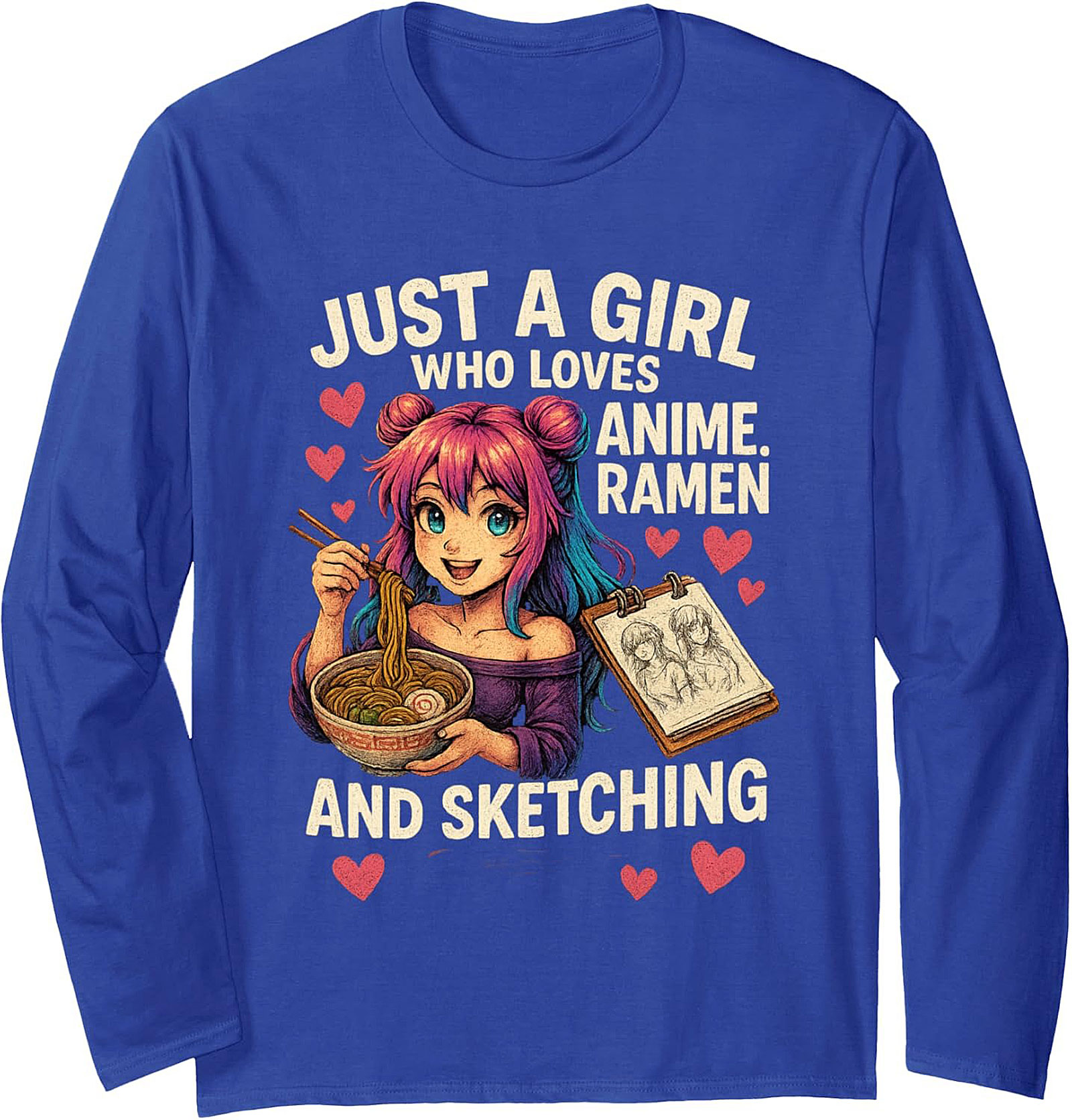 Anime Girl Graphic Sweatshirt | Ramen & Sketching Pullover
