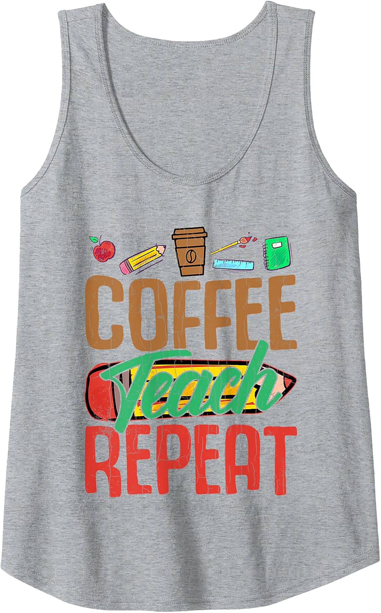 Coffee Teach Repeat Teacher Tank Top Funny Graphic Tank