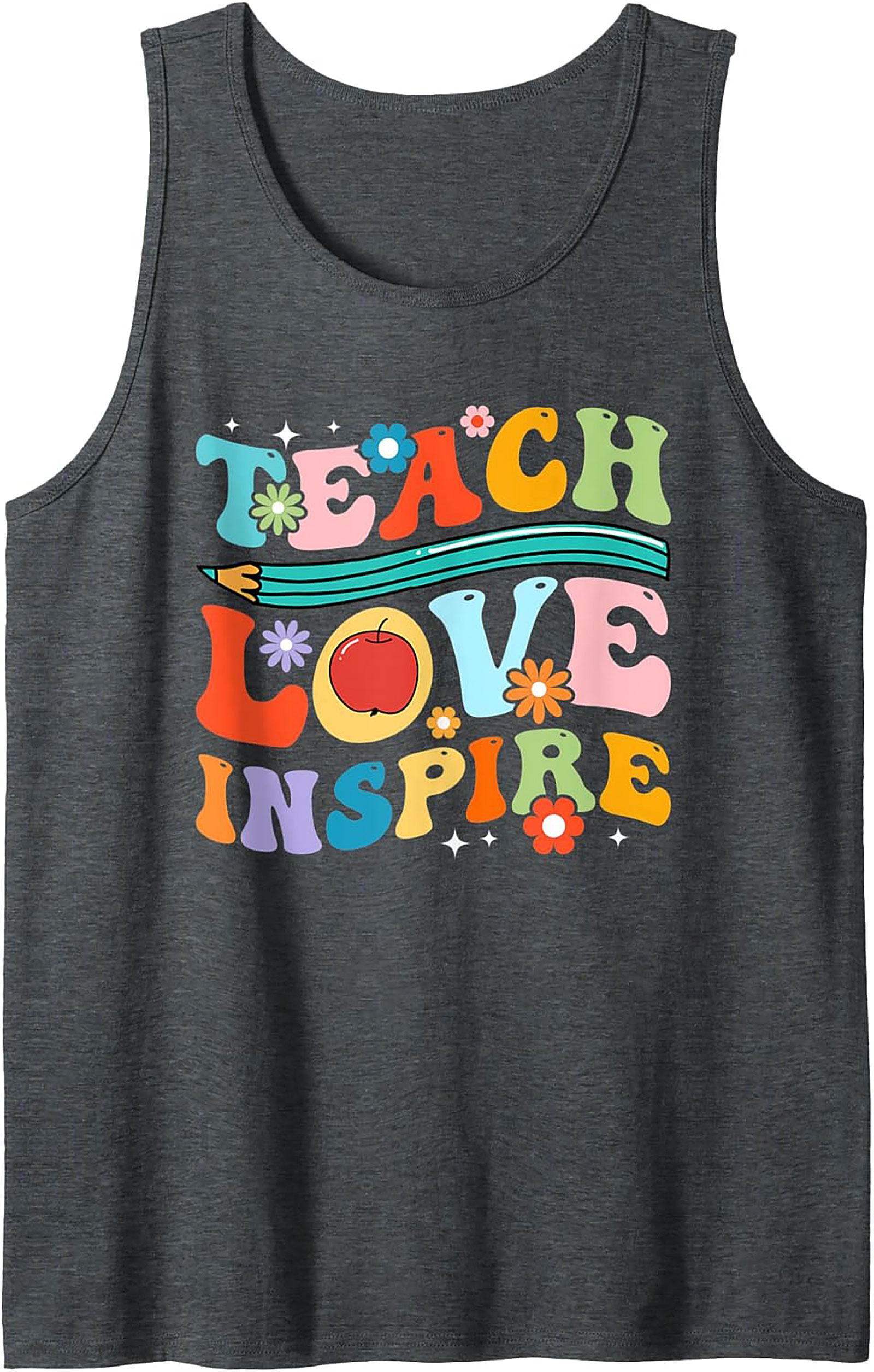 Groovy Teacher Tank Top Teach Love Inspire Gift