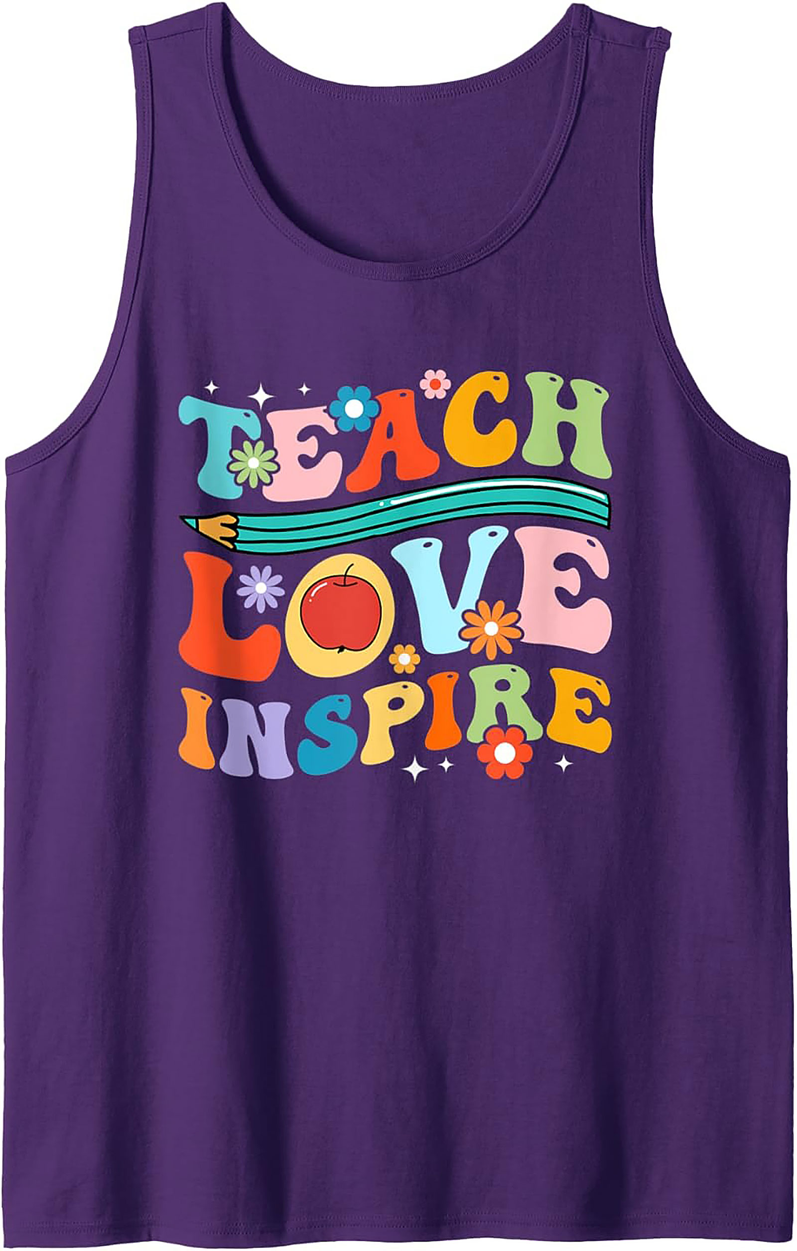 Groovy Teacher Tank Top Teach Love Inspire Gift