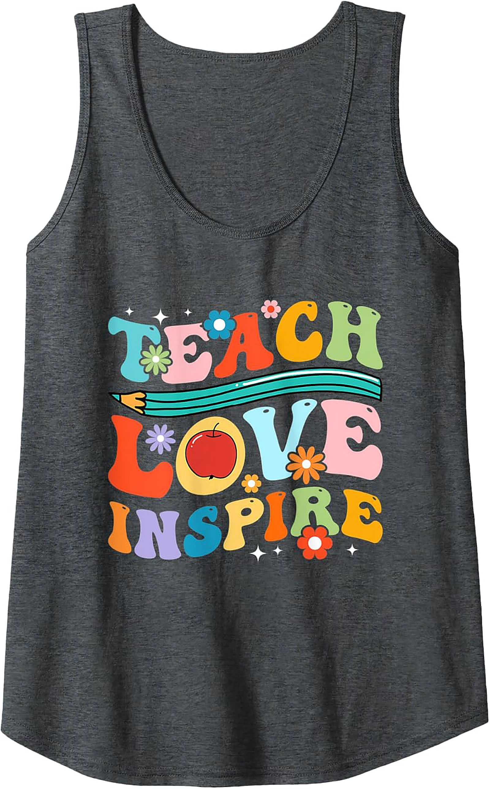 Groovy Teacher Tank Top Teach Love Inspire Gift