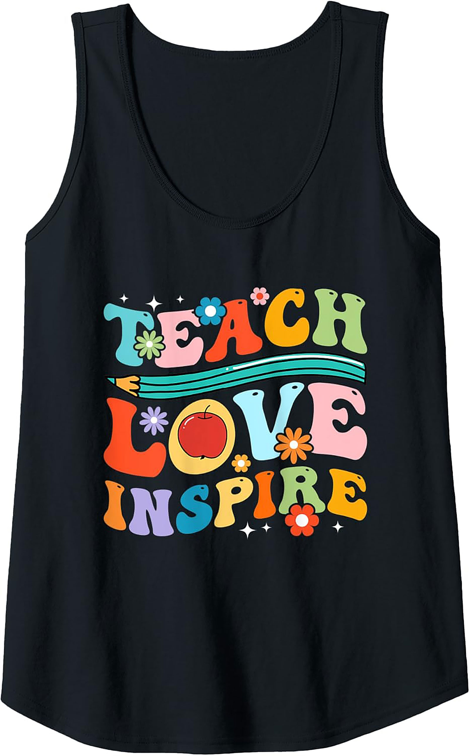 Groovy Teacher Tank Top Teach Love Inspire Gift