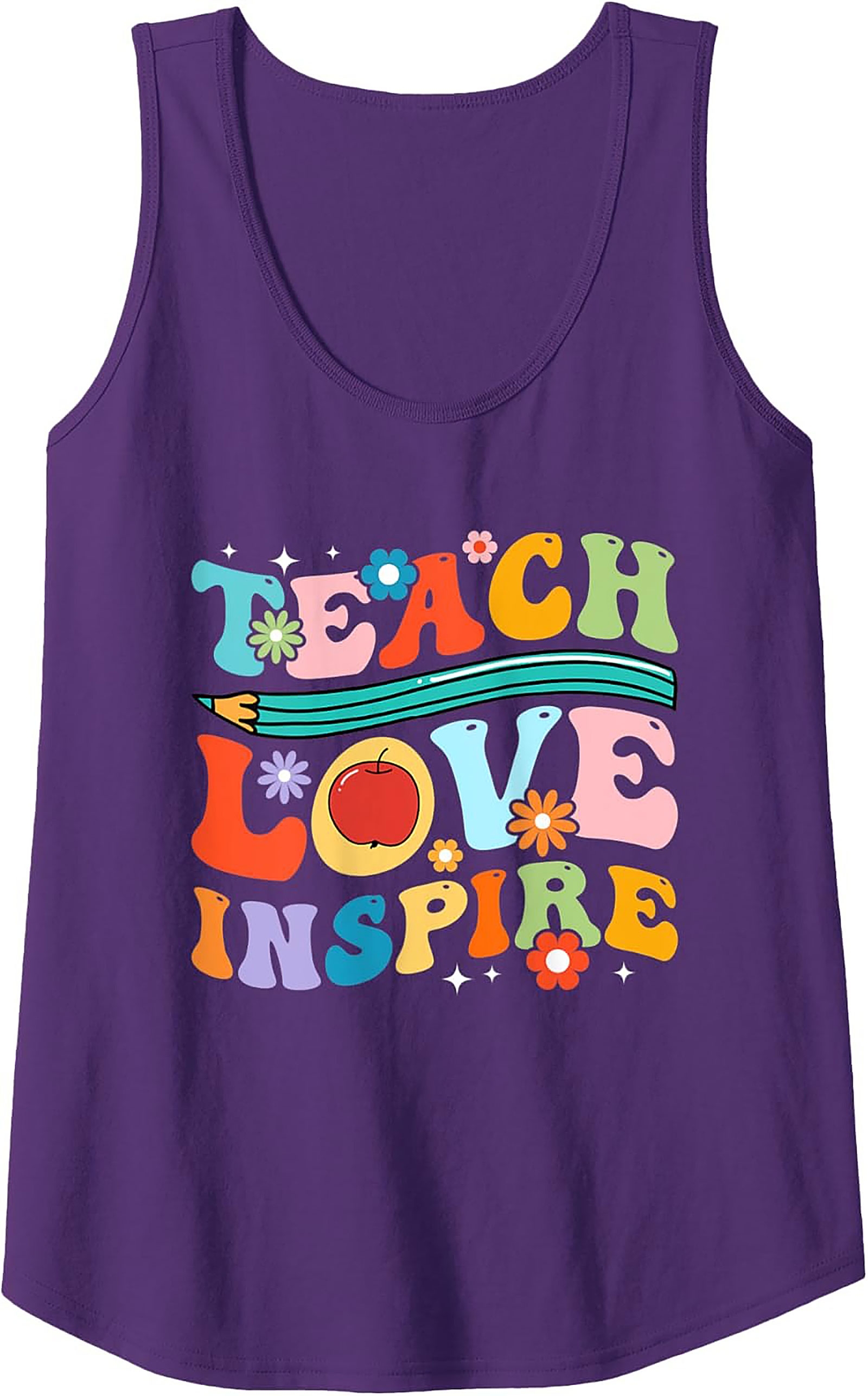 Groovy Teacher Tank Top Teach Love Inspire Gift