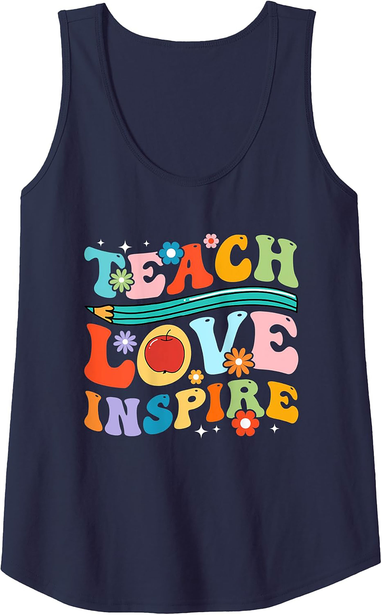 Groovy Teacher Tank Top Teach Love Inspire Gift