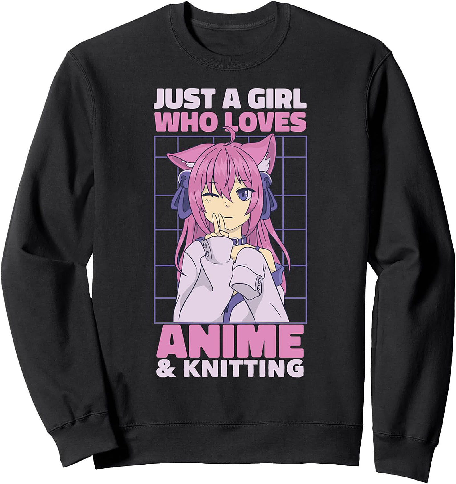 Anime Knitting Graphic Sweatshirt | Cozy Crewneck Gift
