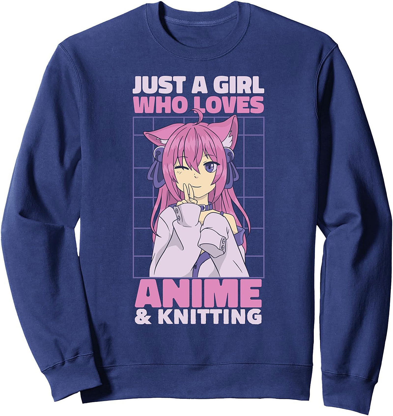 Anime Knitting Graphic Sweatshirt | Cozy Crewneck Gift