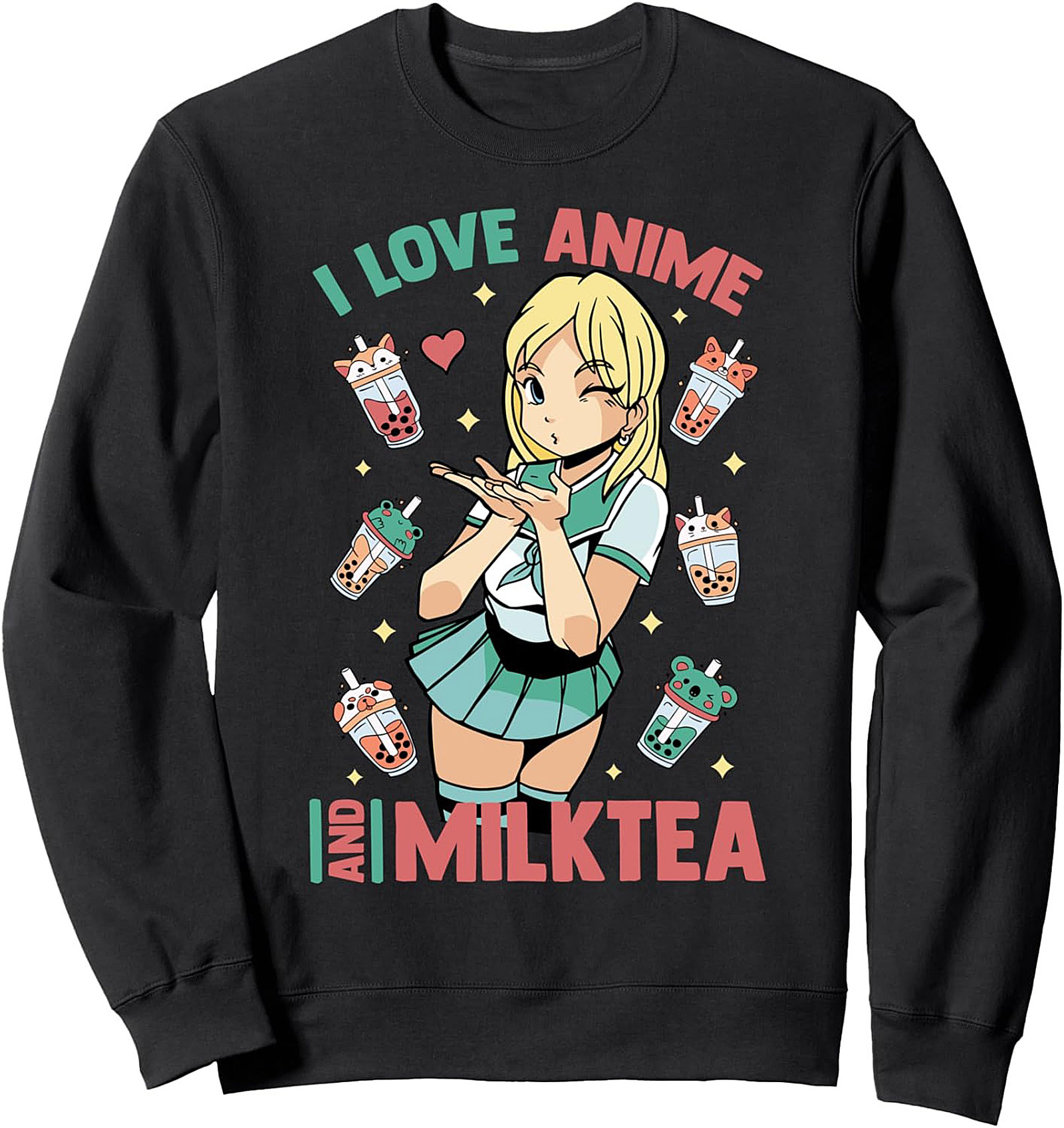 Anime Milk Tea Crewneck Sweatshirt | Kawaii Graphic Gift