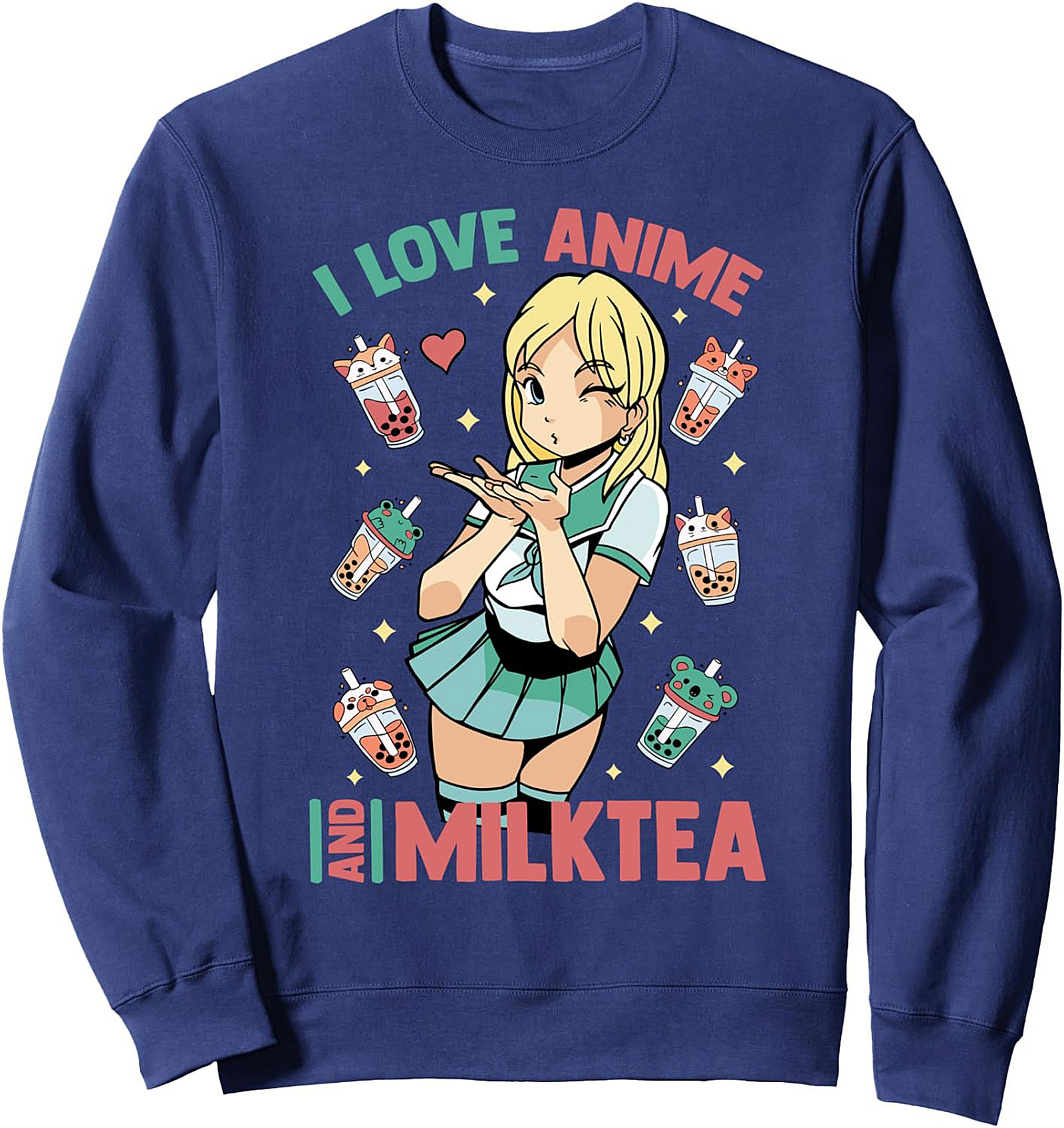 Anime Milk Tea Crewneck Sweatshirt | Kawaii Graphic Gift