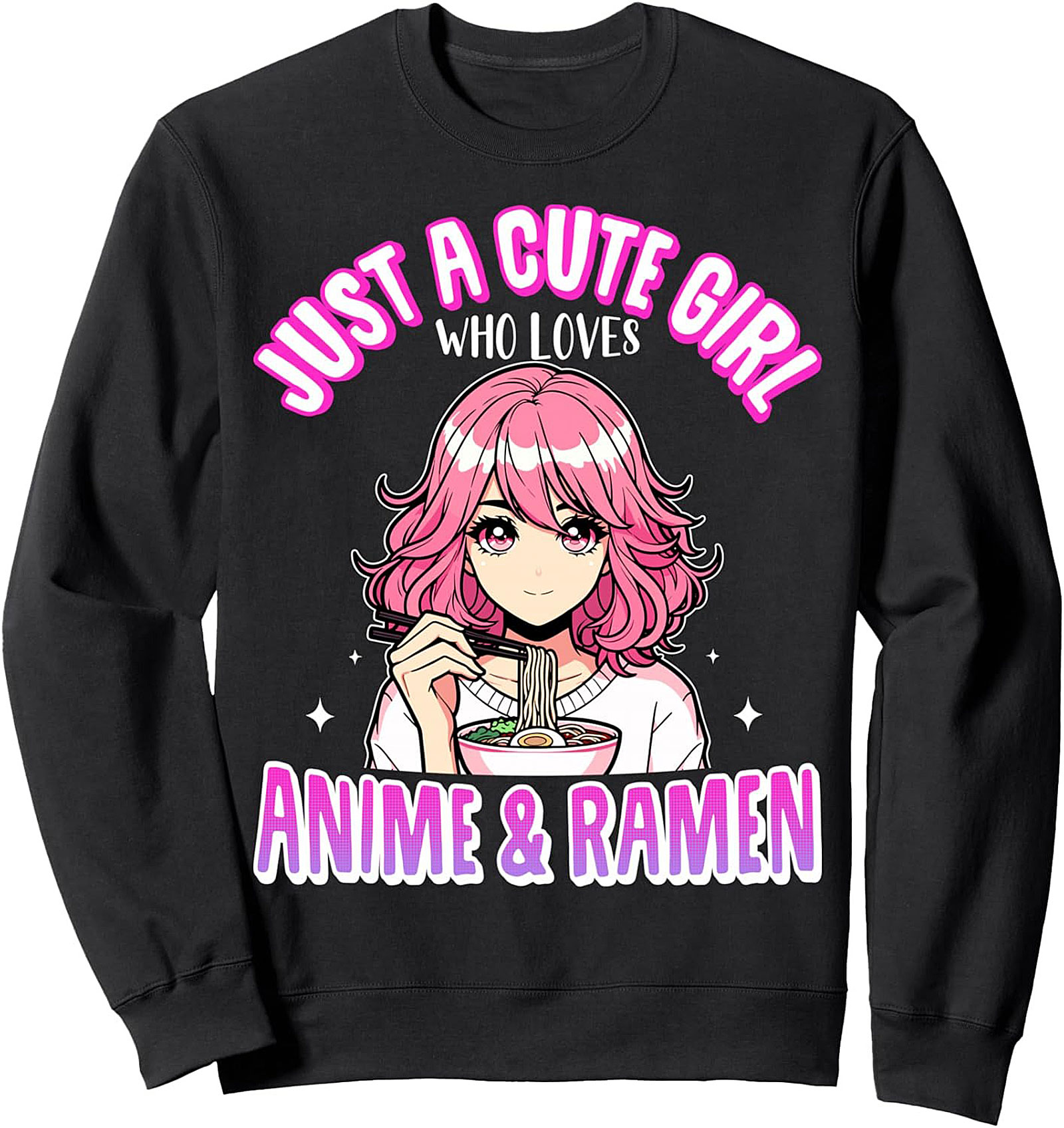 Cute Anime Girl Ramen Pullover Sweatshirt | Unisex Gift