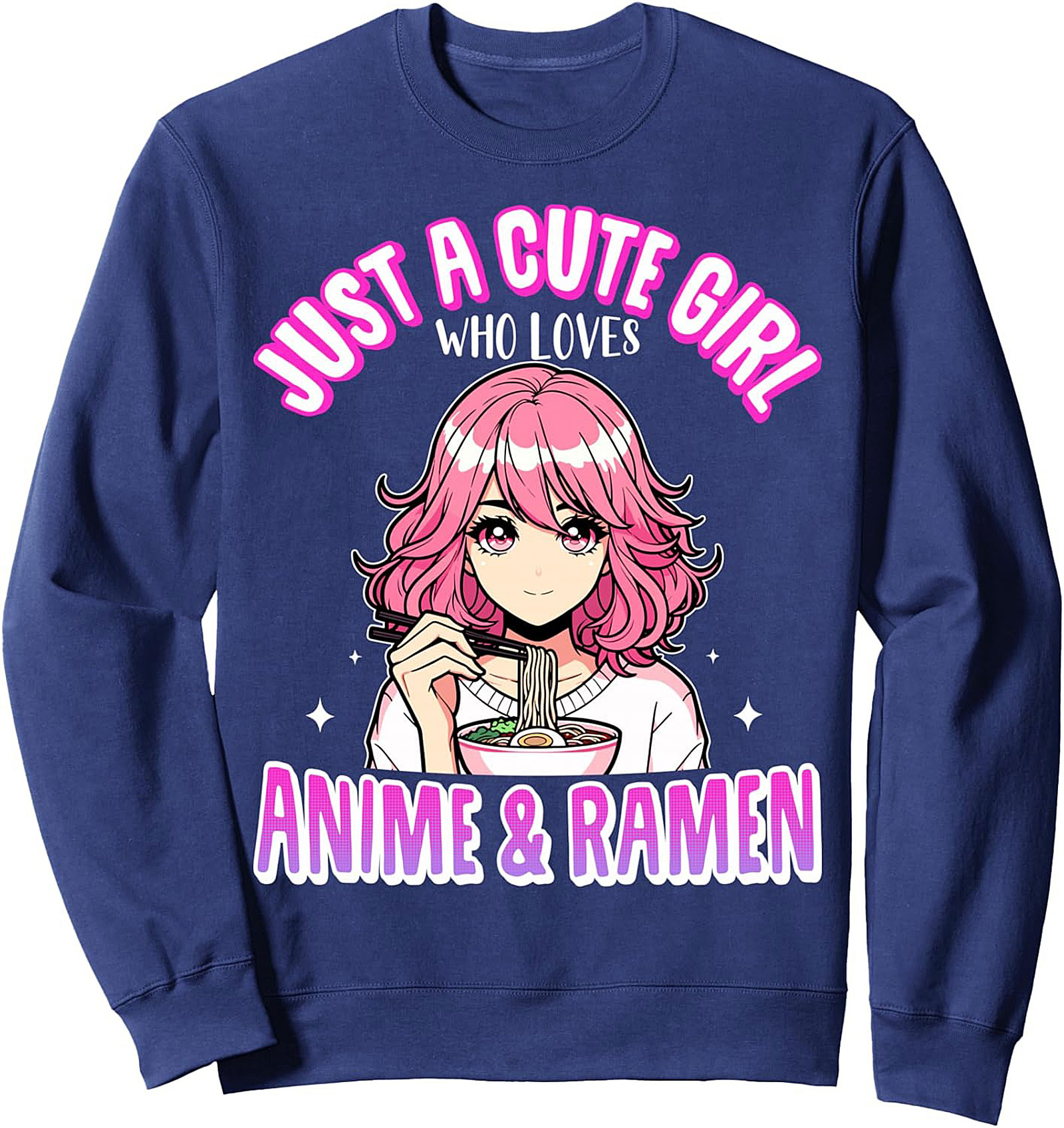 Cute Anime Girl Ramen Pullover Sweatshirt | Unisex Gift