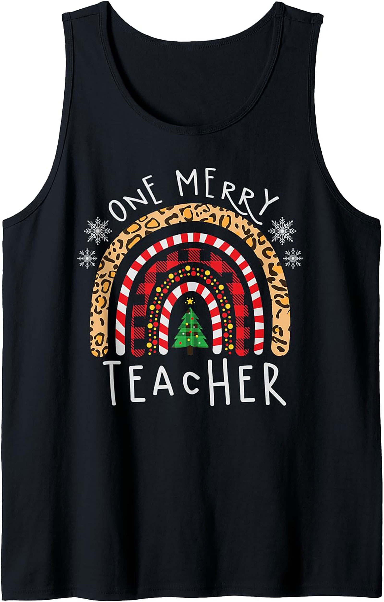 Merry Teacher Christmas Rainbow Graphic Tank Top Gift