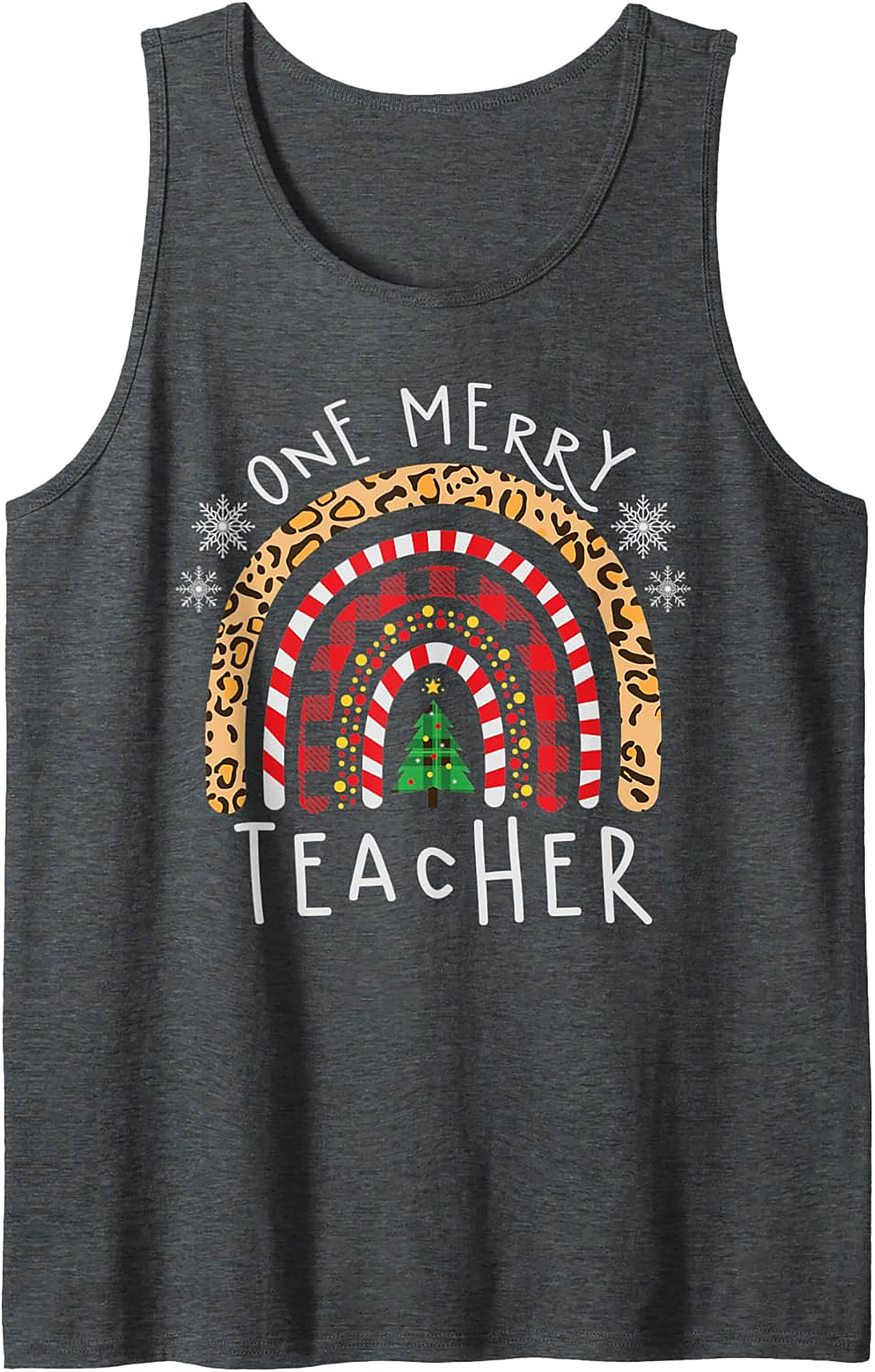 Merry Teacher Christmas Rainbow Graphic Tank Top Gift