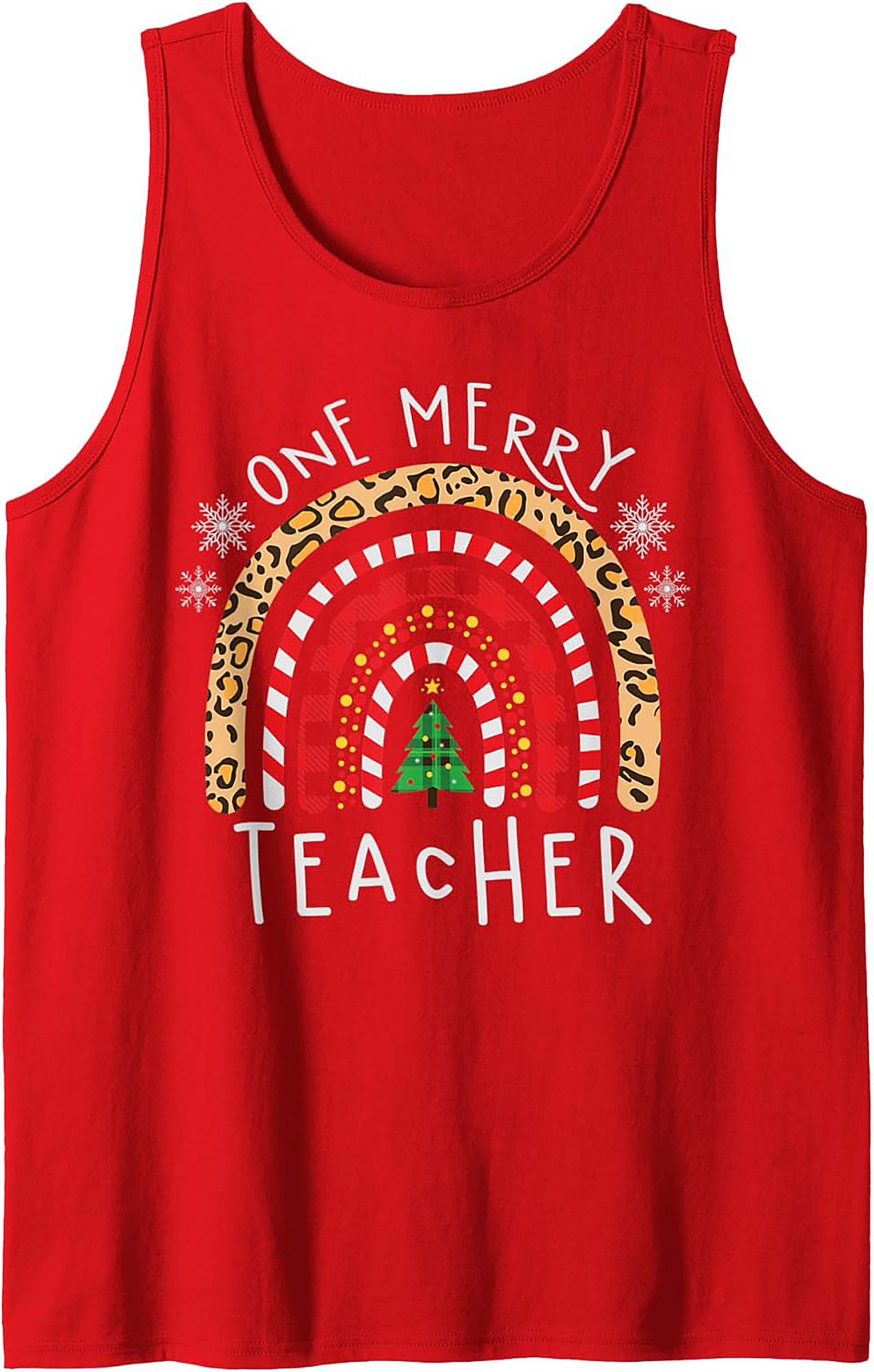 Merry Teacher Christmas Rainbow Graphic Tank Top Gift