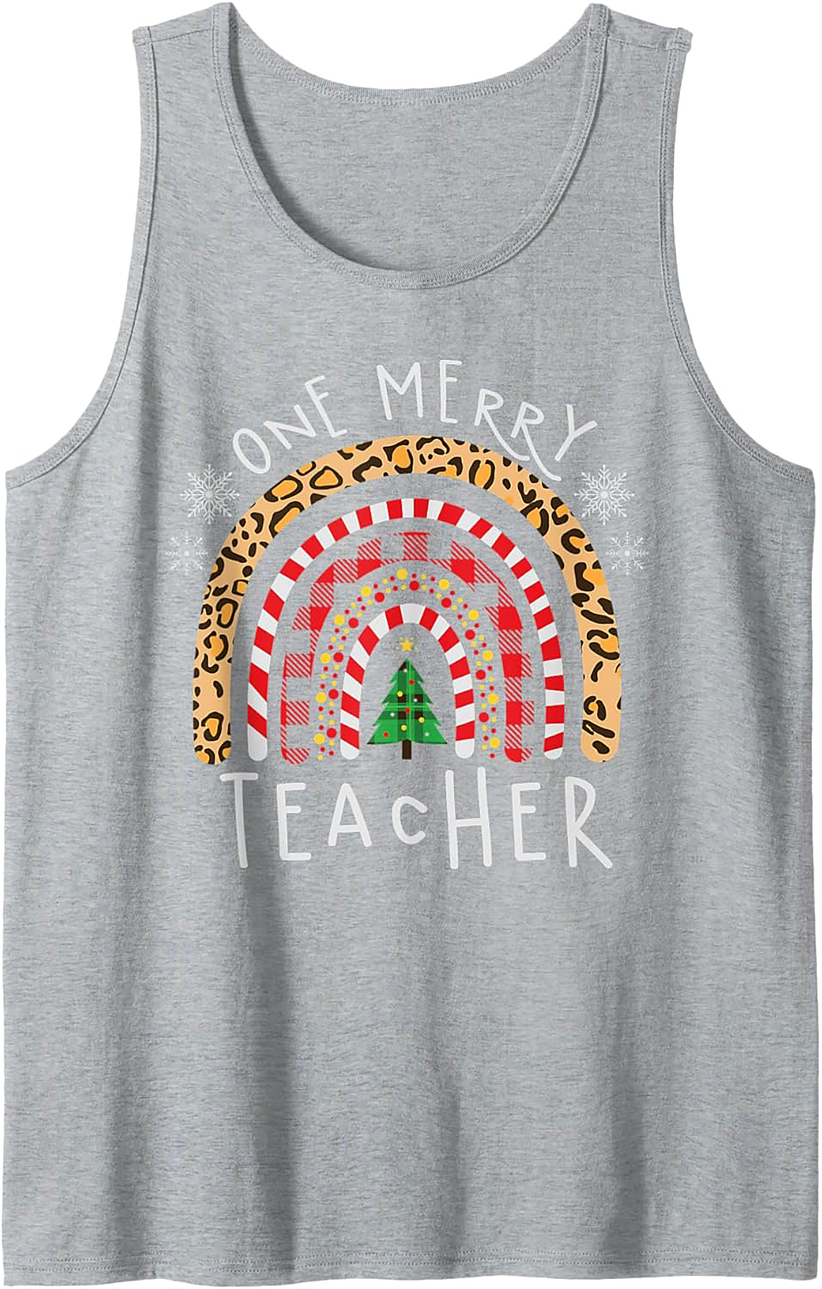 Merry Teacher Christmas Rainbow Graphic Tank Top Gift