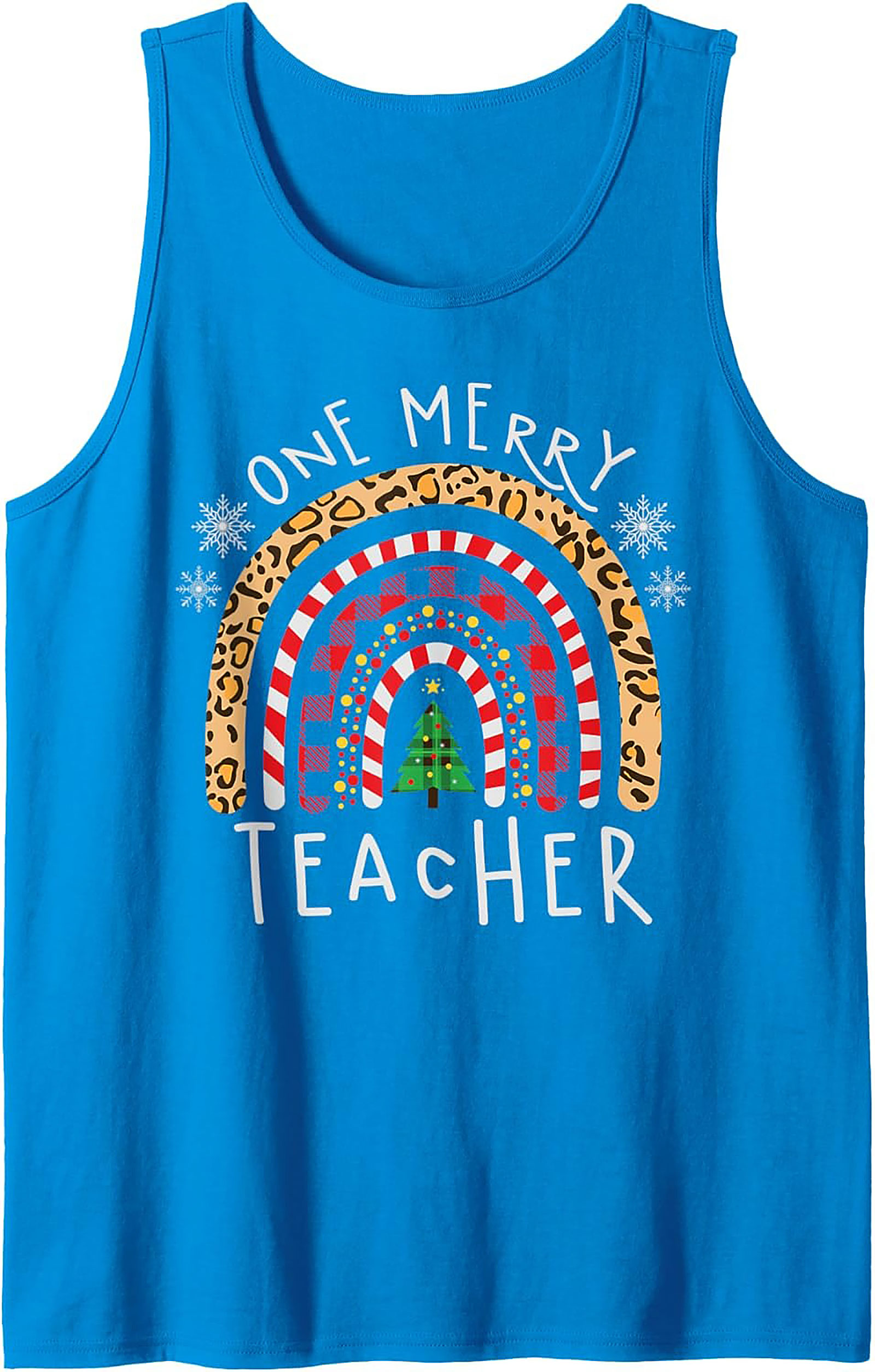 Merry Teacher Christmas Rainbow Graphic Tank Top Gift