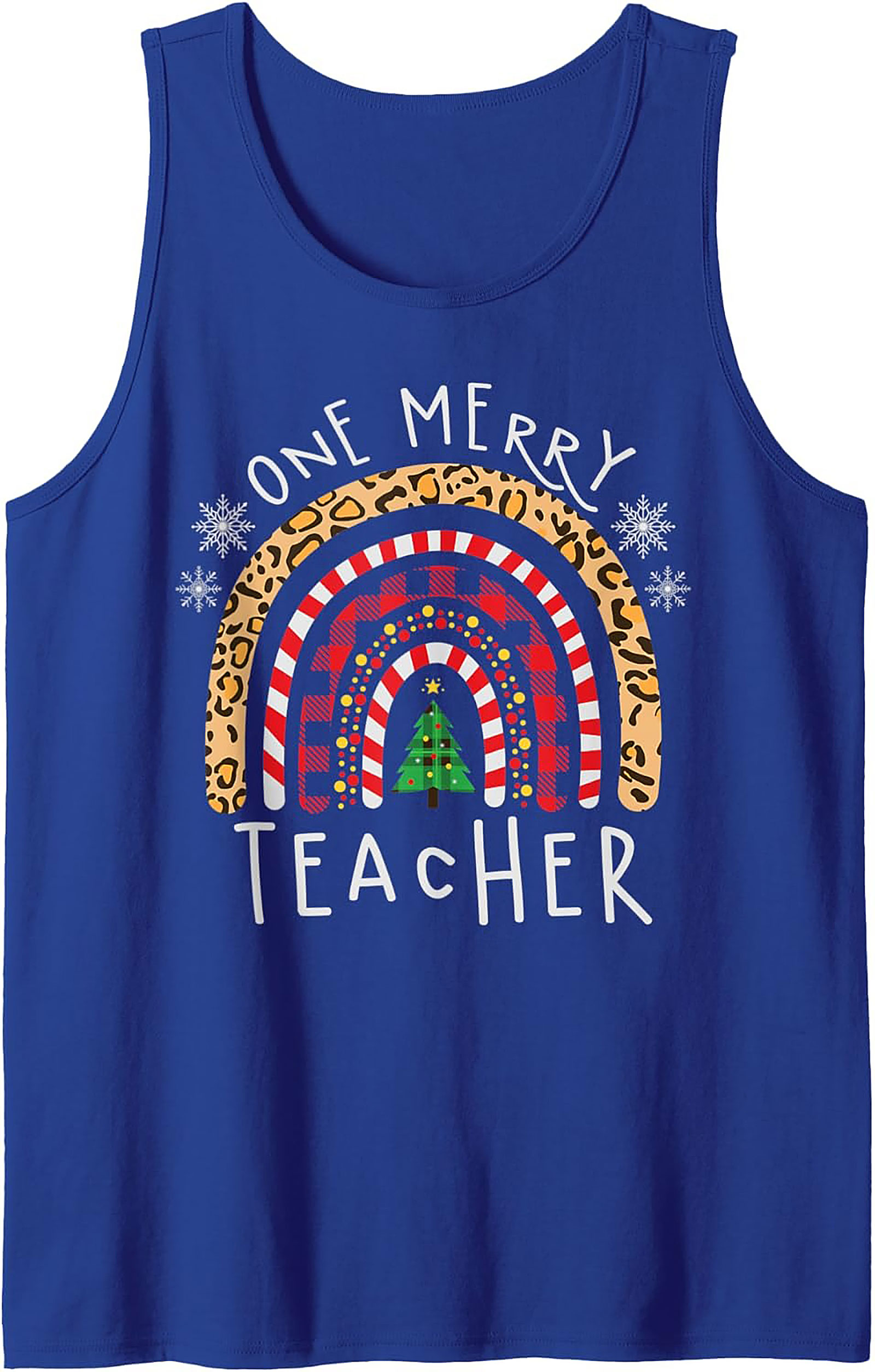 Merry Teacher Christmas Rainbow Graphic Tank Top Gift