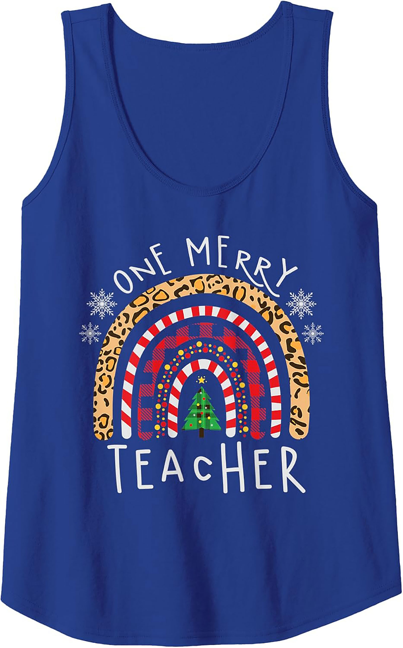 Merry Teacher Christmas Rainbow Graphic Tank Top Gift