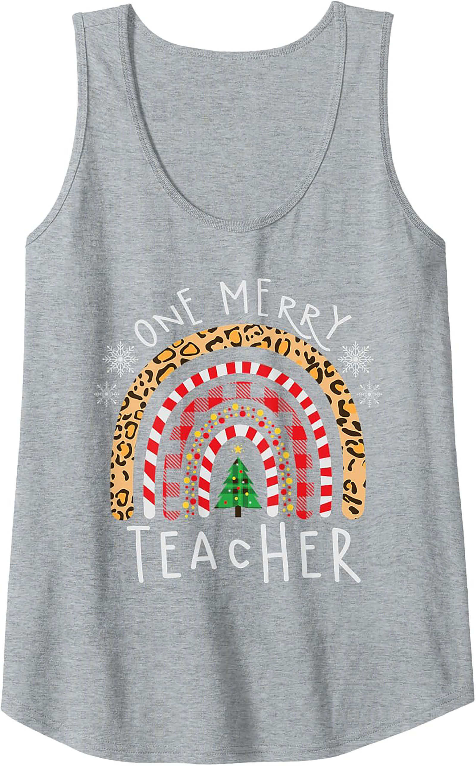 Merry Teacher Christmas Rainbow Graphic Tank Top Gift