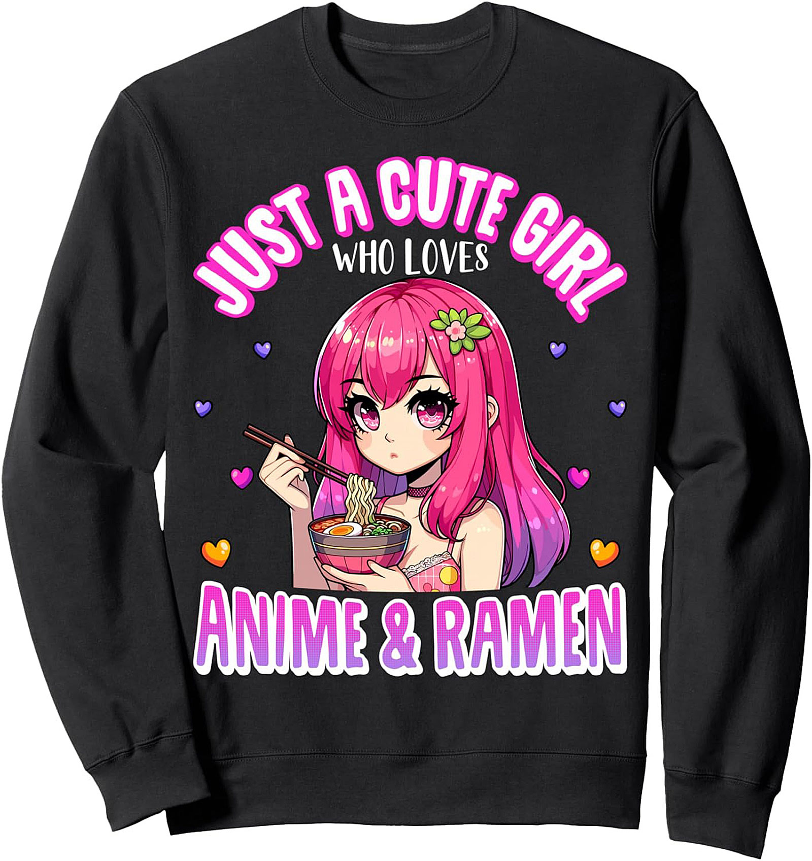 Cute Anime Ramen Girl Crewneck Sweatshirt | Cozy Pullover Gift