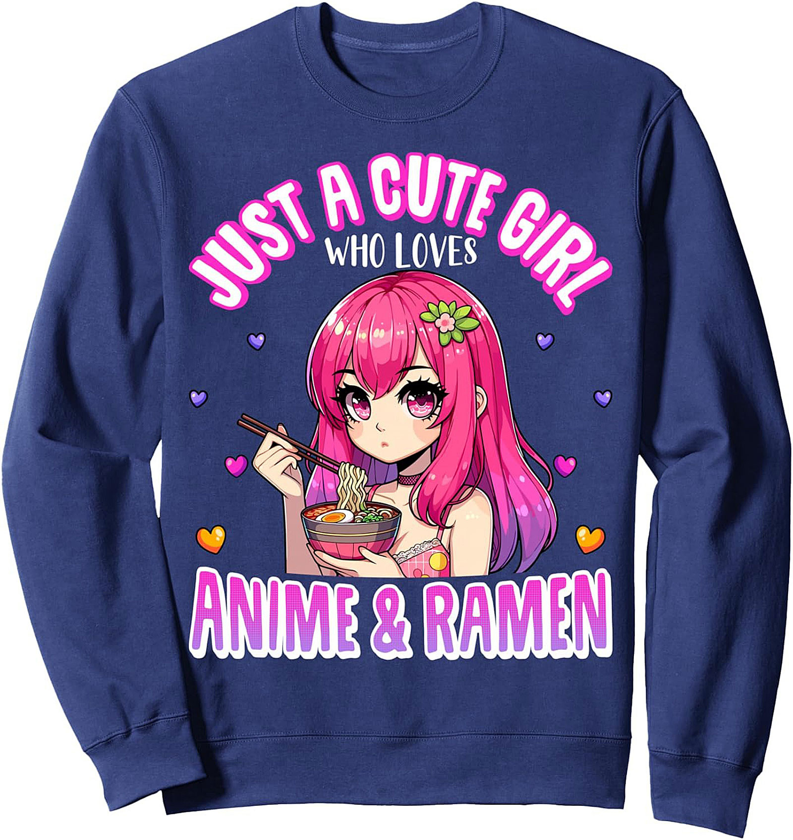 Cute Anime Ramen Girl Crewneck Sweatshirt | Cozy Pullover Gift