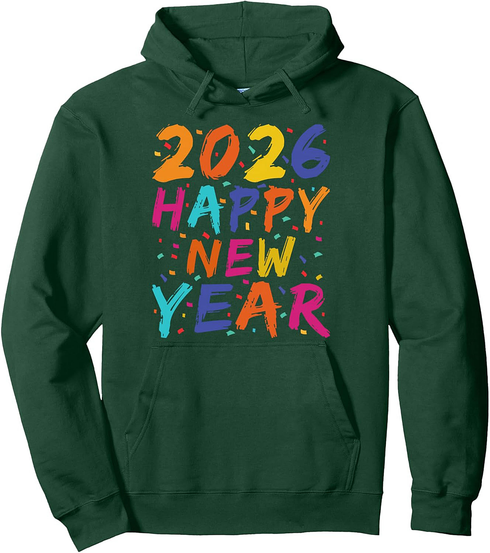 2026 Happy New Year Hoodie Confetti Pullover