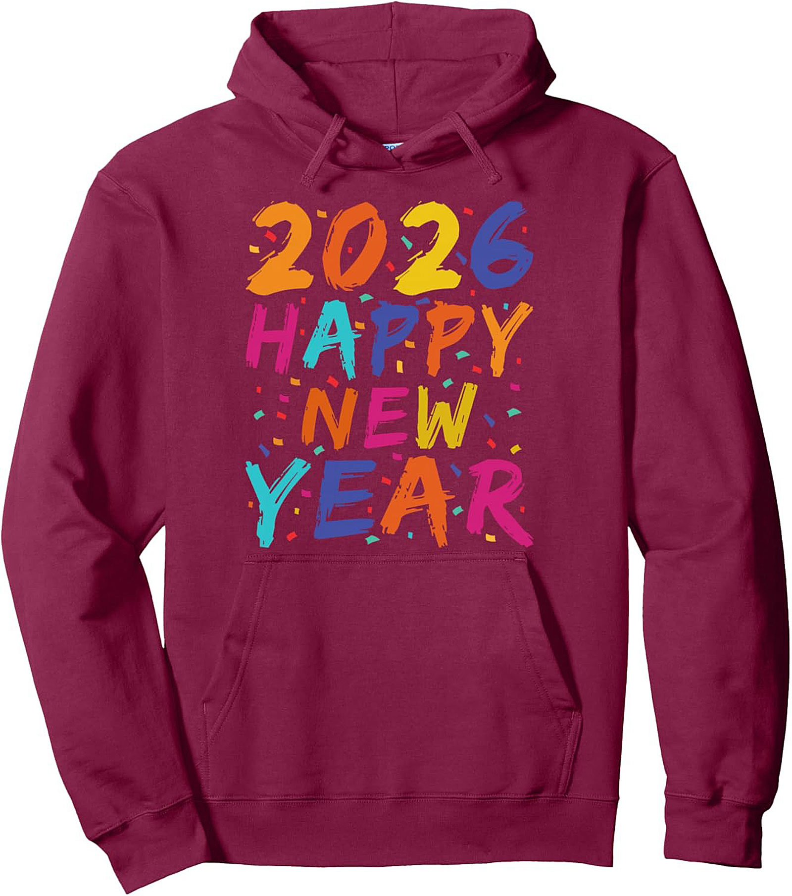 2026 Happy New Year Hoodie Confetti Pullover
