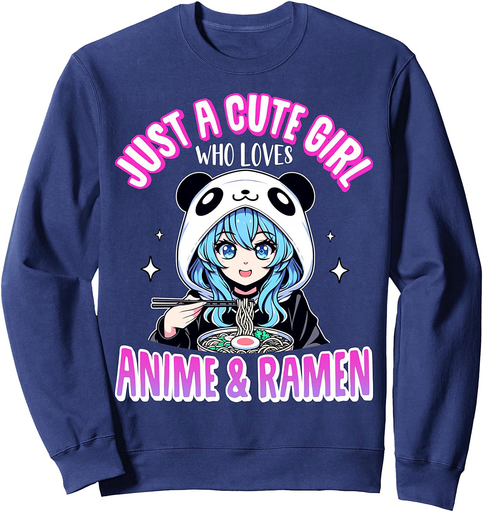 Anime Ramen Girl Crewneck Sweatshirt | Cozy Kawaii Gift