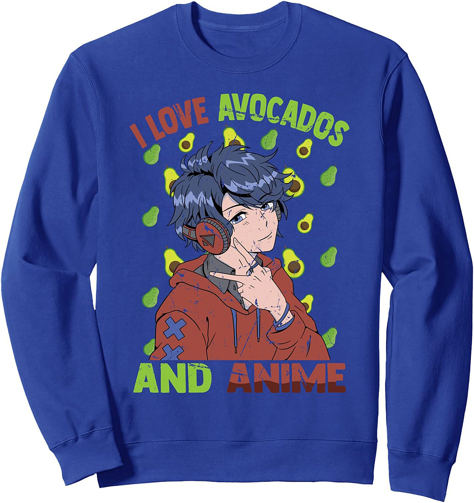 Avocado Anime Graphic Sweatshirt | Cozy Otaku Crewneck Gift