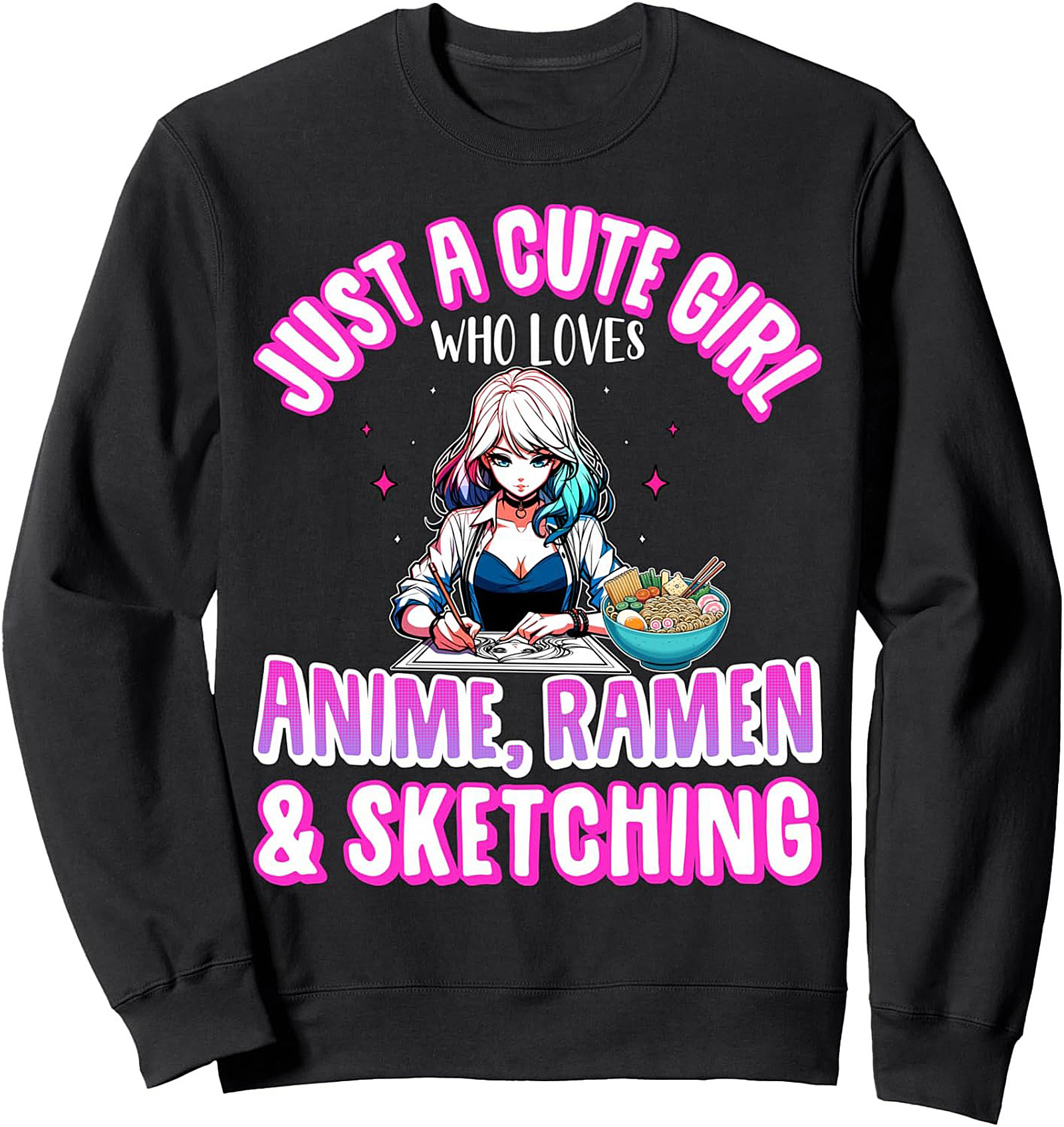 Anime Ramen Sketching Crewneck Sweatshirt | Cozy Gift Idea