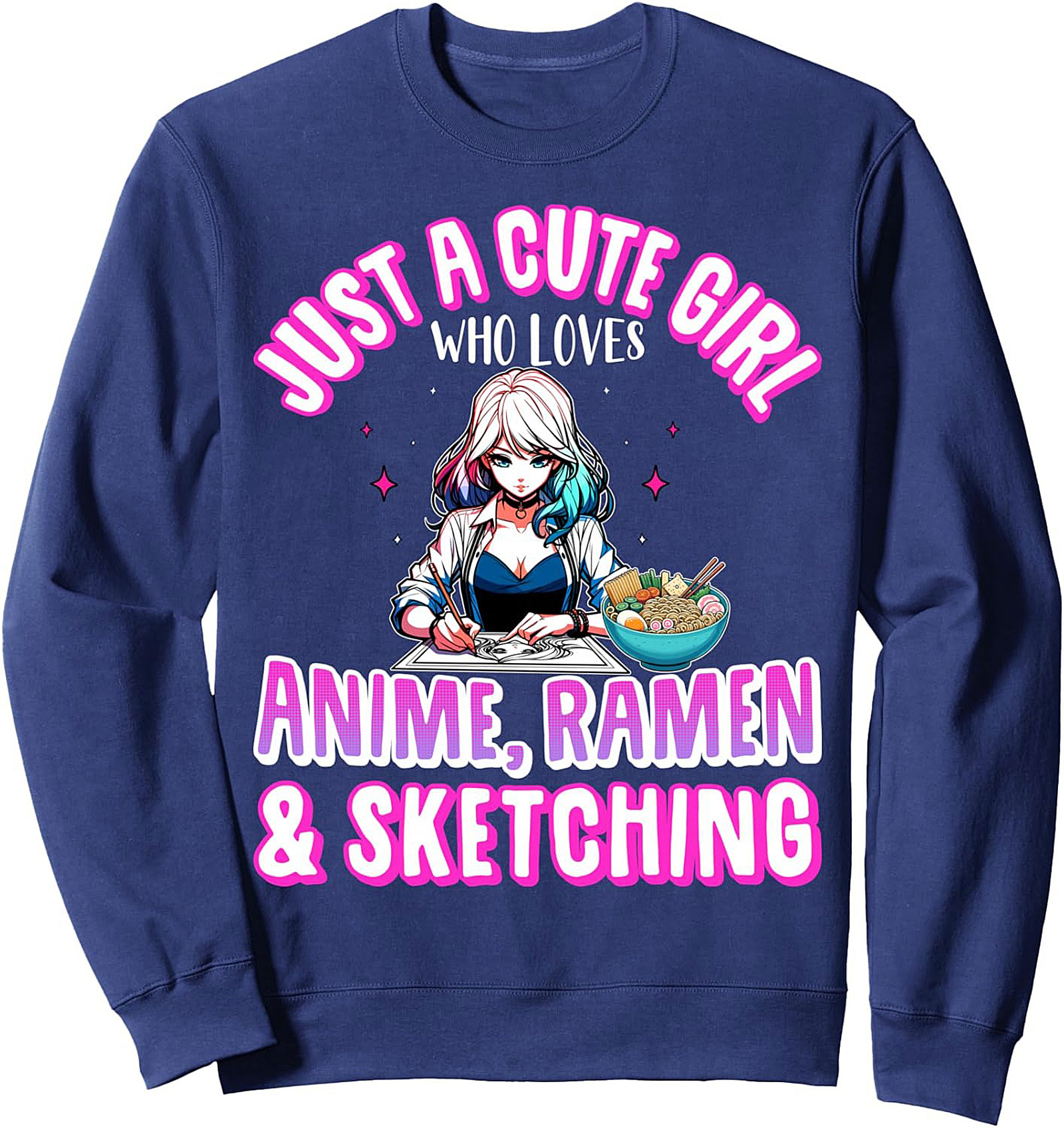 Anime Ramen Sketching Crewneck Sweatshirt | Cozy Gift Idea
